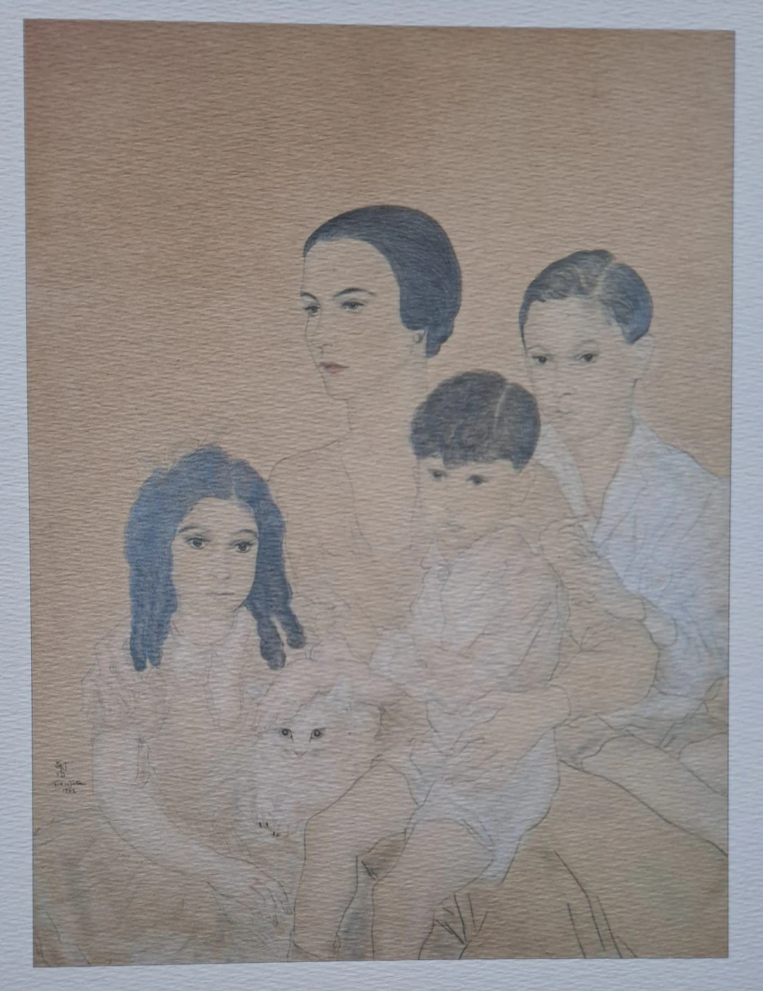 Léonard Foujita (d’après) - Portrait d'une famille - Impression d’art