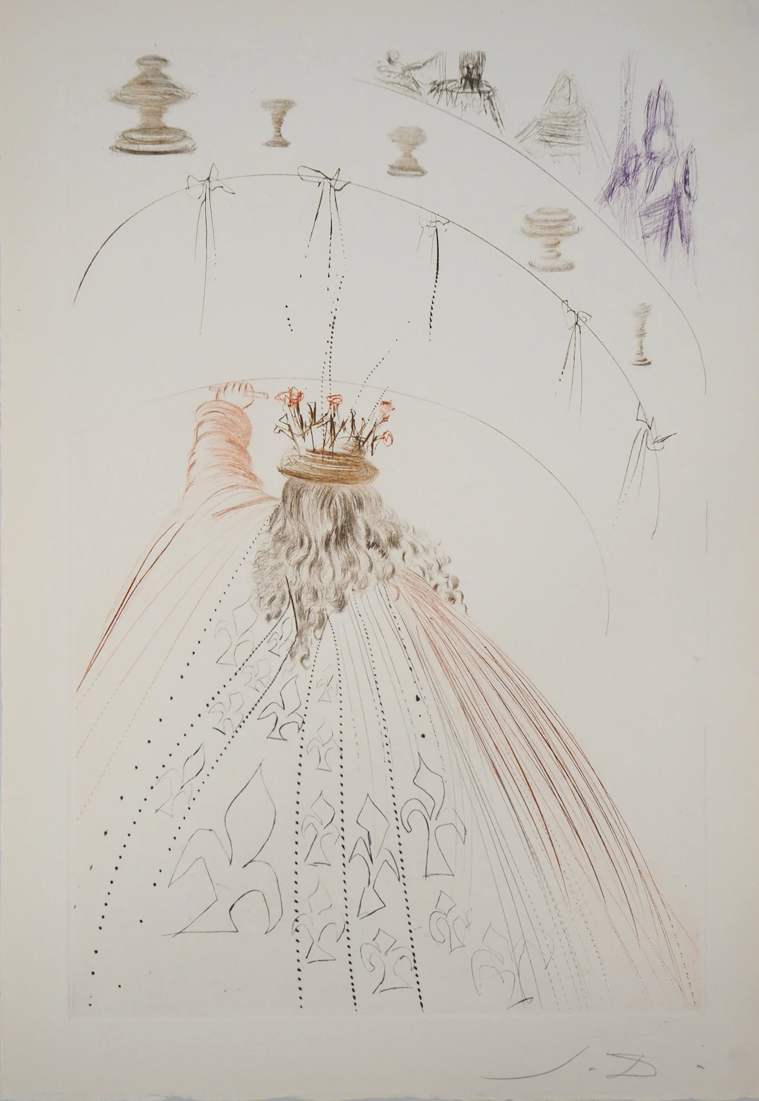 Salvador DALI : Les chevaliers du roi Arthur, 1970 - Gravure Originale Signée
