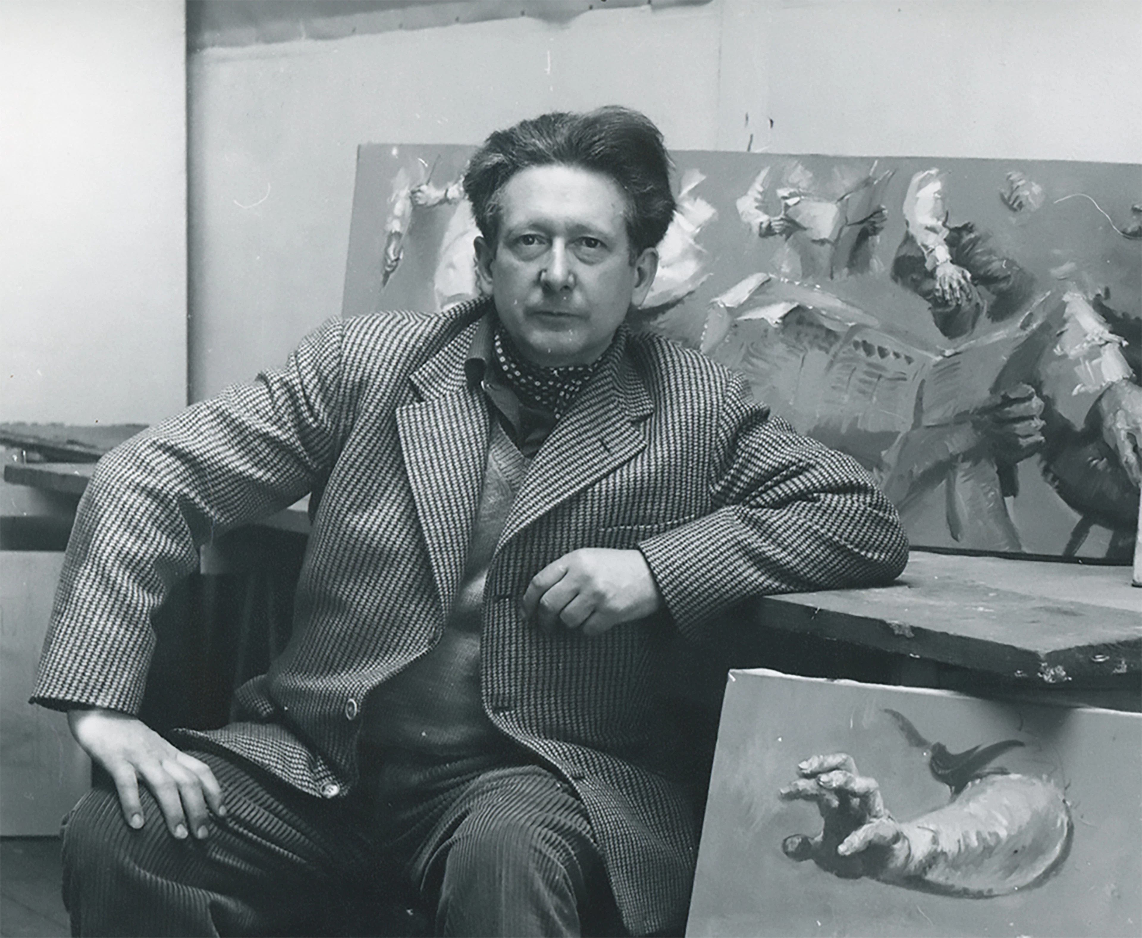 Denise Colomb, Jean Hélion dans son atelier, tirage signé et daté, 1957