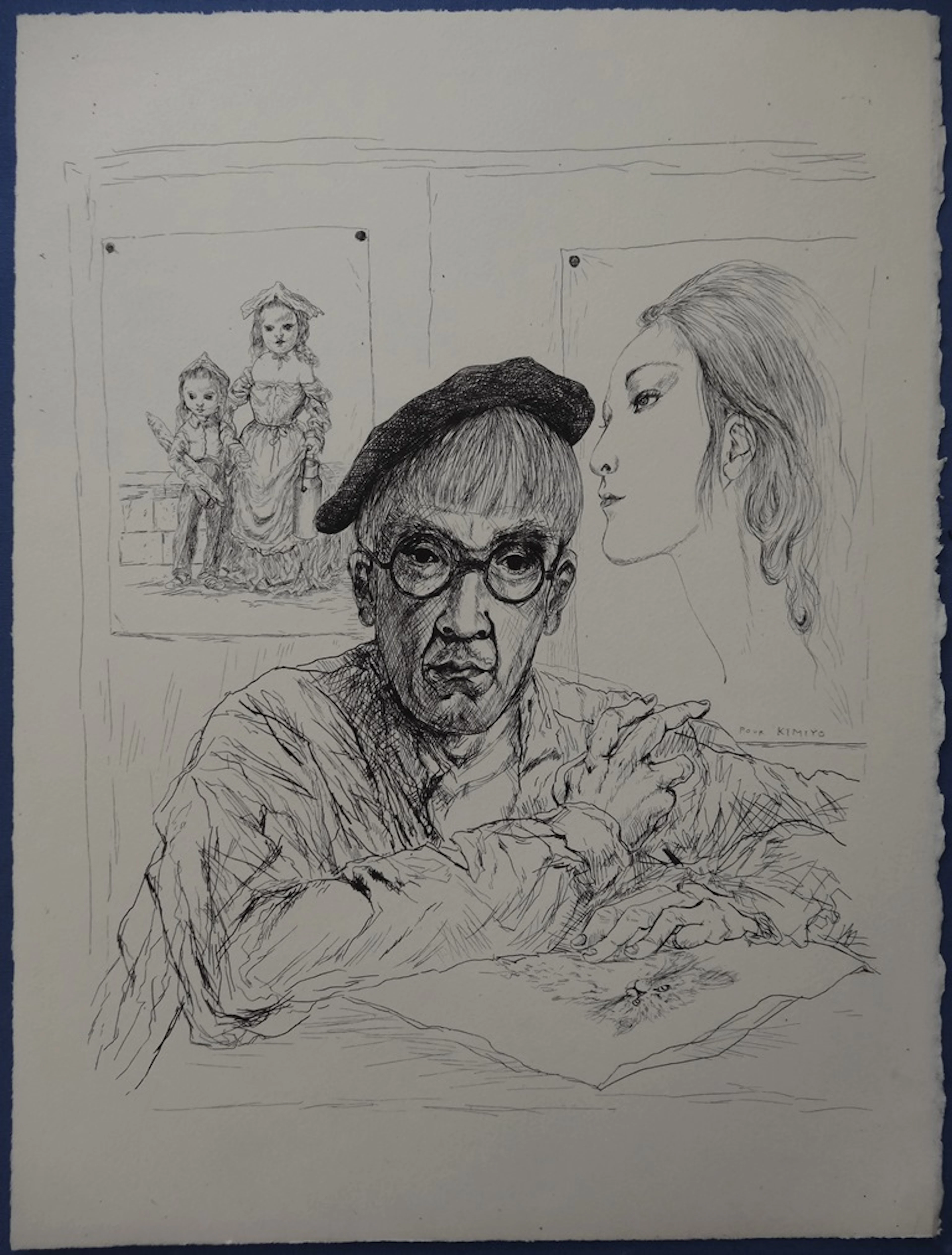 Tsuguharu FOUJITA - Autoportrait au béret avec sa femme Kimiyo, 1951