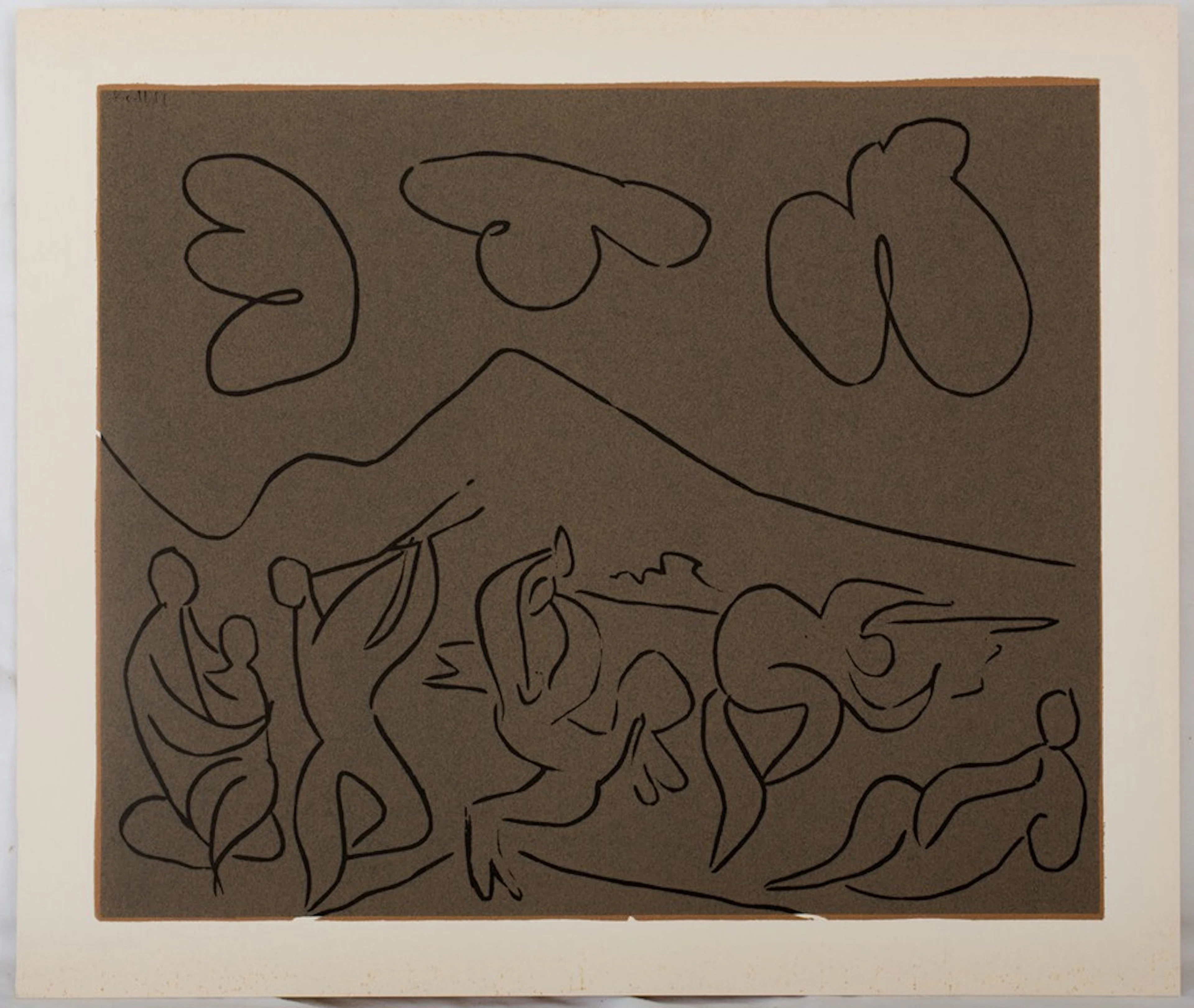 Pablo PICASSO : Bacchanale : la danse des faunes, Linogravure