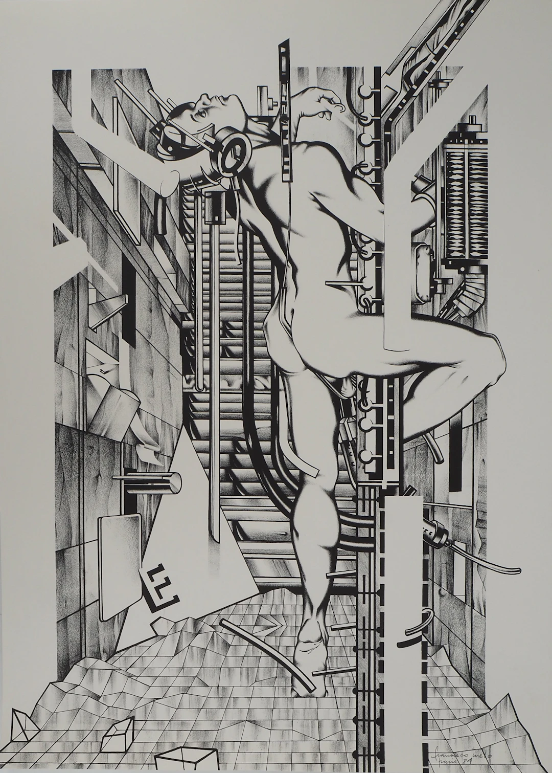 Francisco MELO : Nu futuriste - Lithographie originale signée