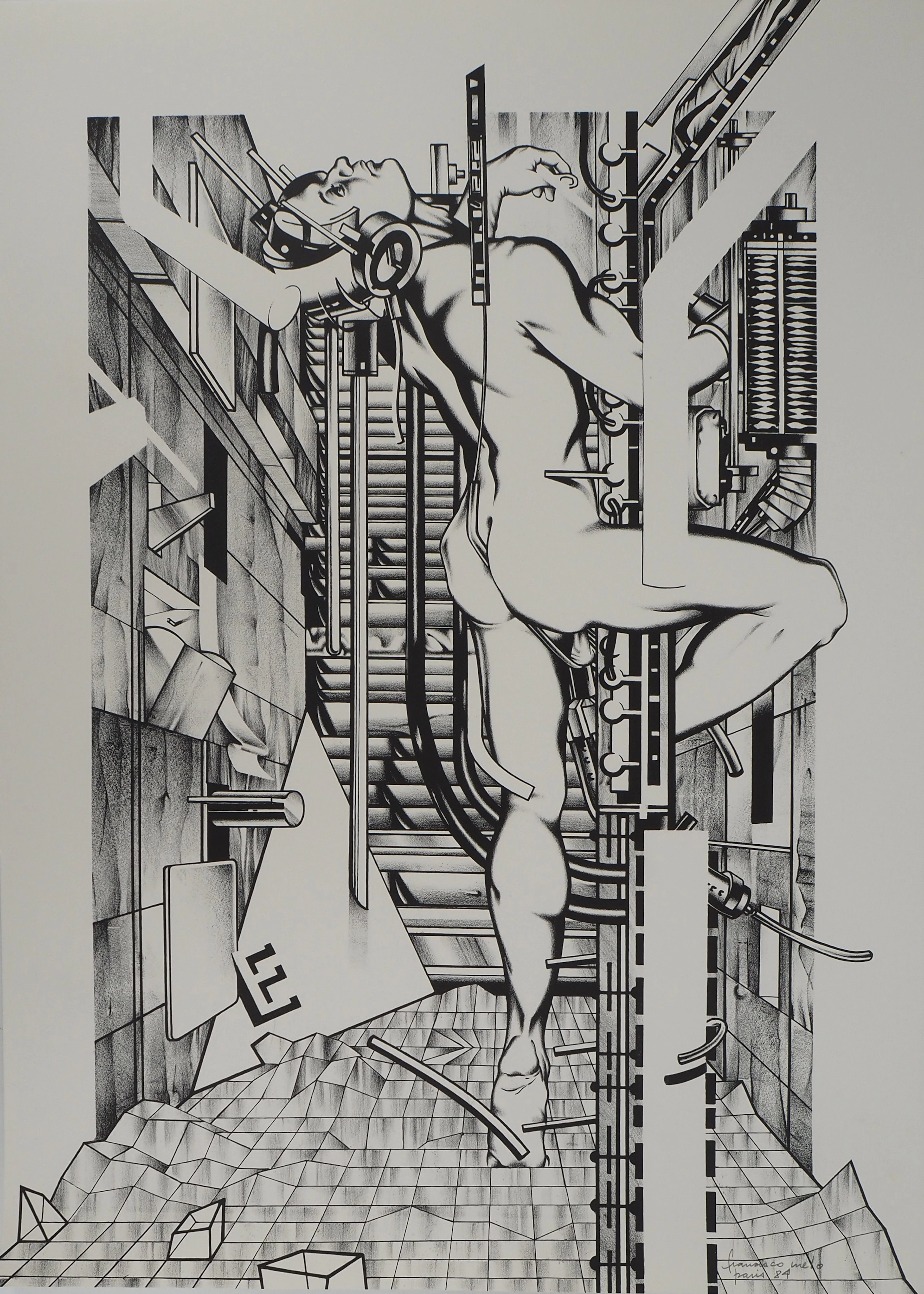 Francisco MELO : Nu futuriste - Lithographie originale signée