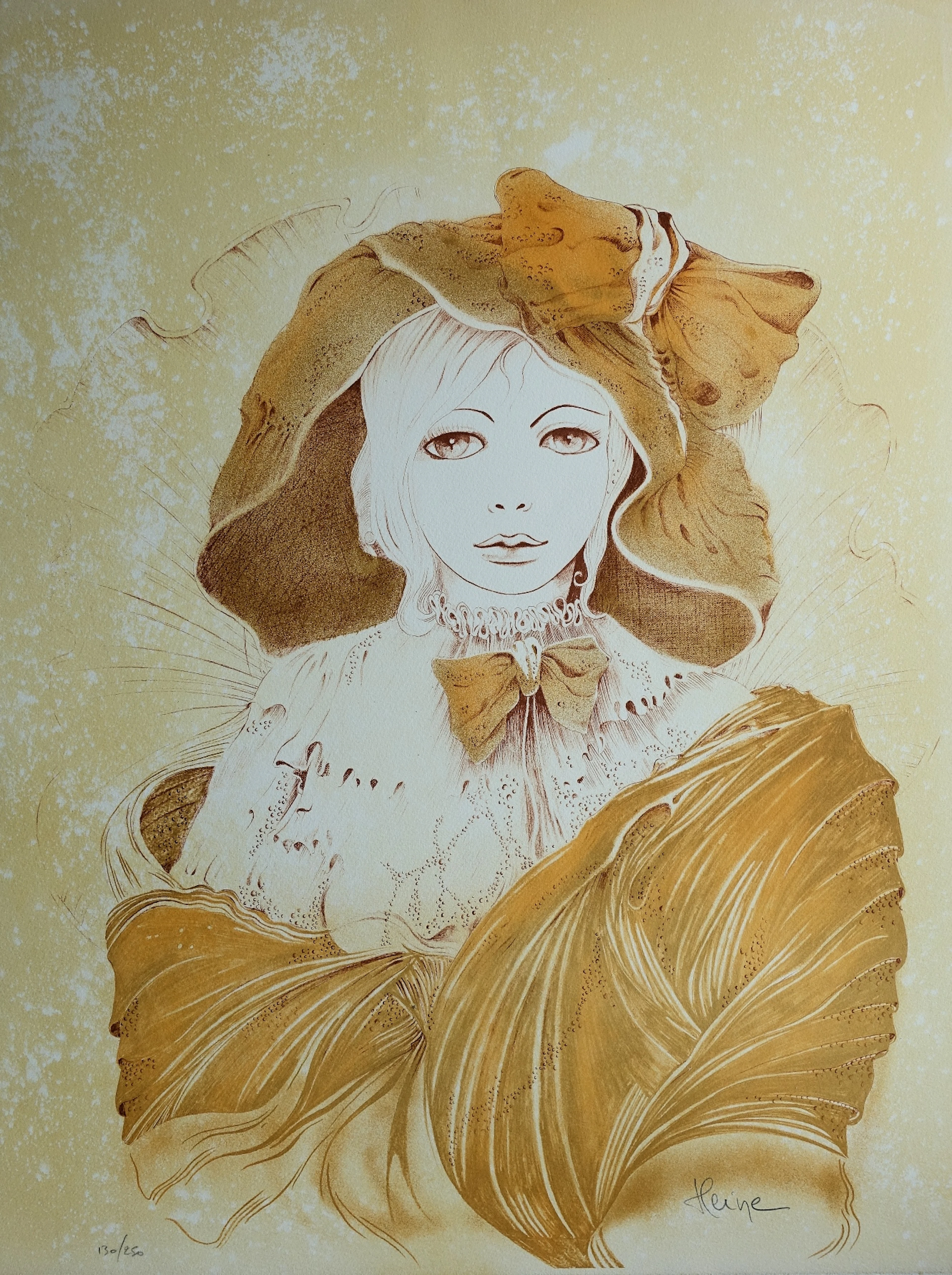 Jean HEINE : Jeune femme au voile - Lithographie signée au crayon