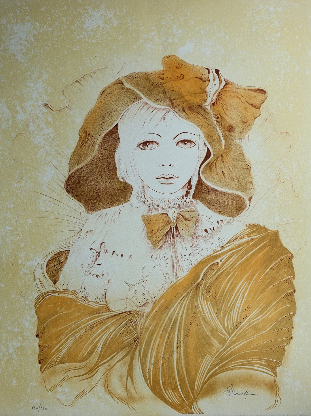 Jean HEINE : Jeune femme au voile - Lithographie signée au crayon