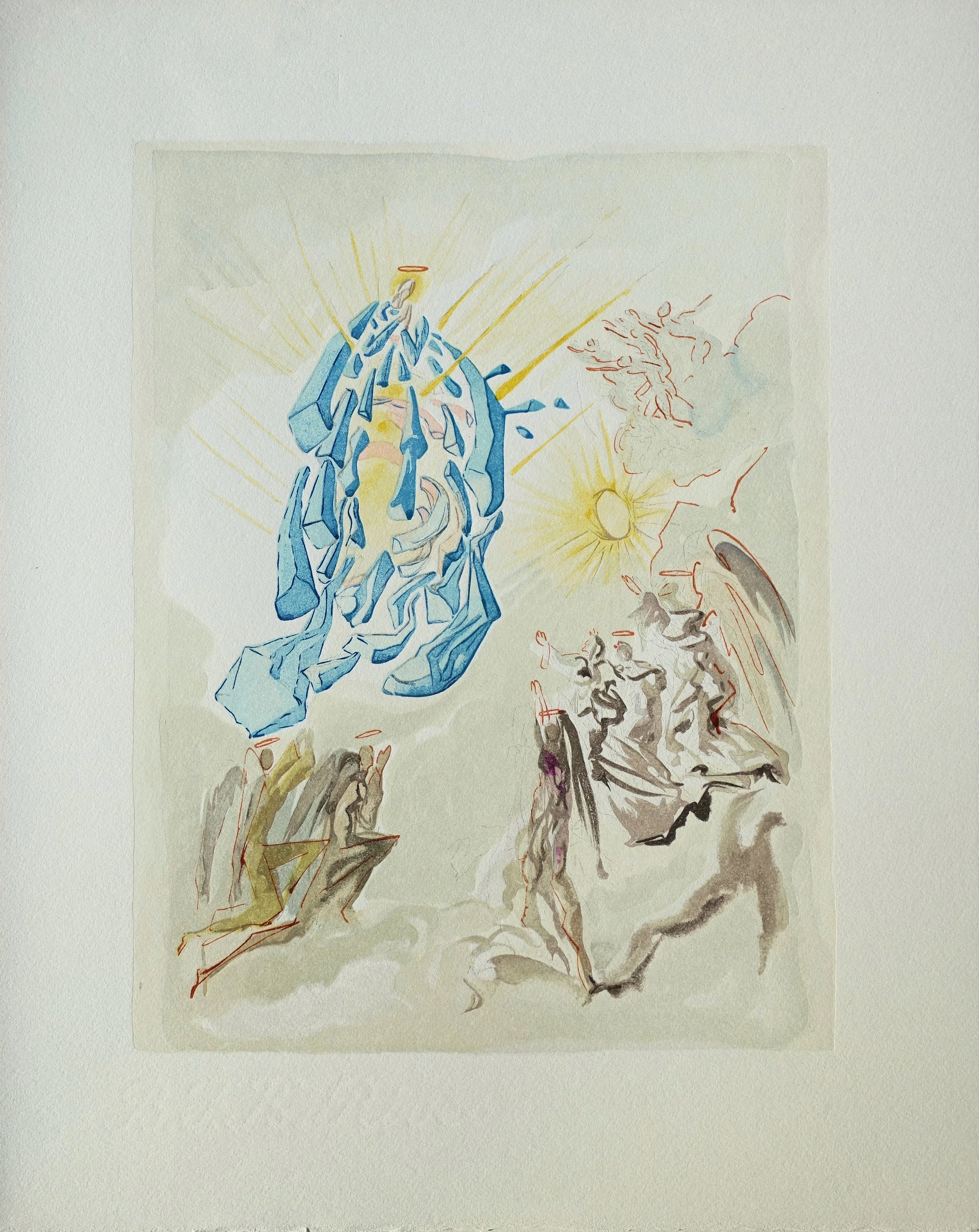 Salvador DALI : Dante recouvre la vue, Bois gravé original