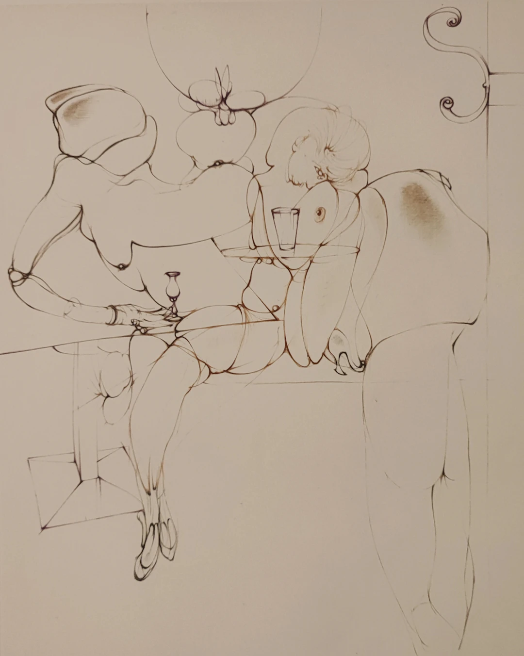 Hans BELLMER - Interieur avec personange - 1971 - Gravure