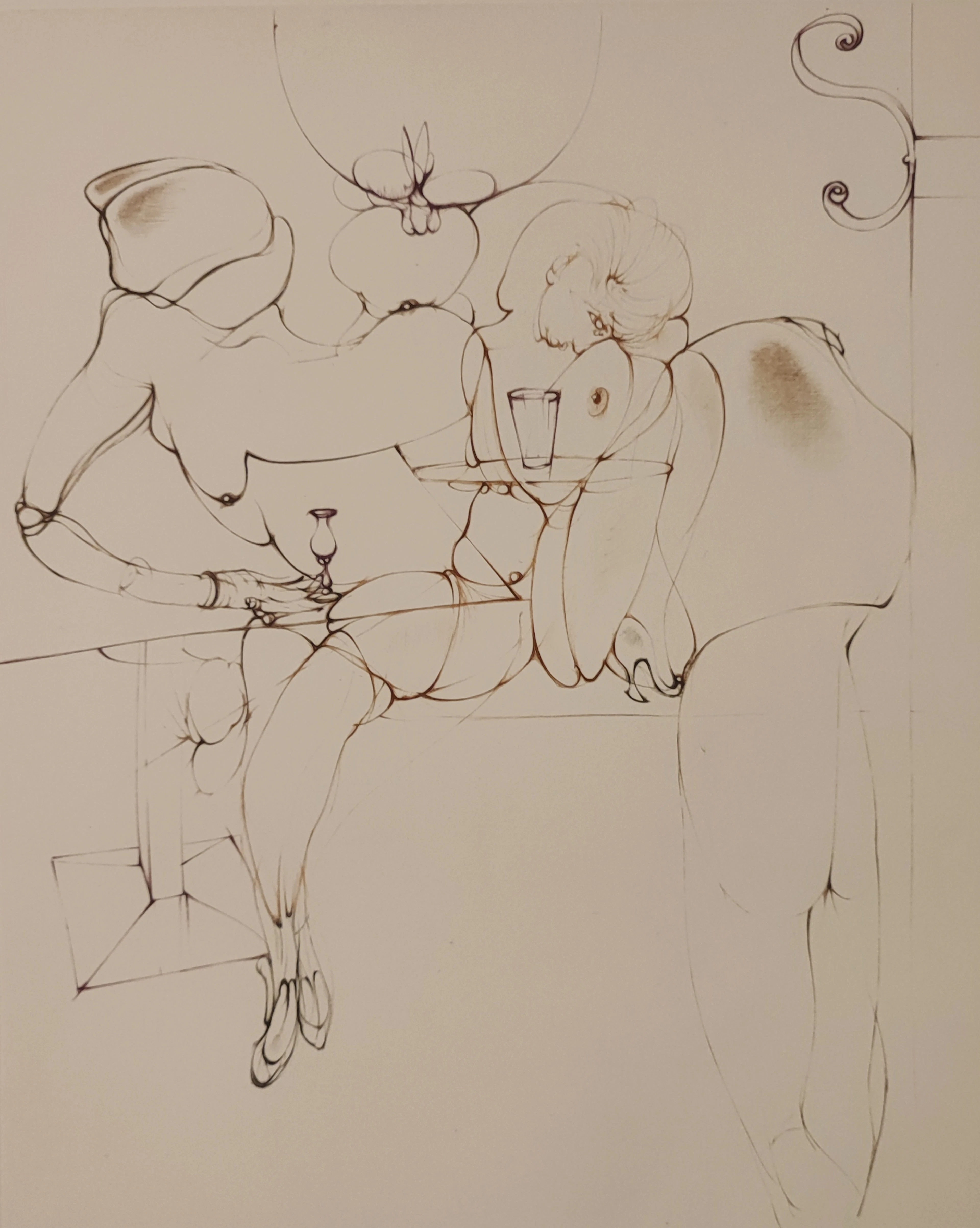 Hans BELLMER - Interieur avec personange - 1971 - Gravure