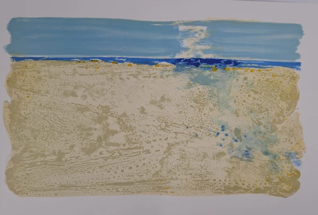 Maurice-Elie Sarthou - La grande plage - Lithographie originale