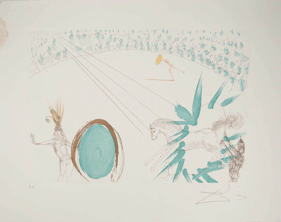 Salvador DALI : Le Manège - Gravure originale signée