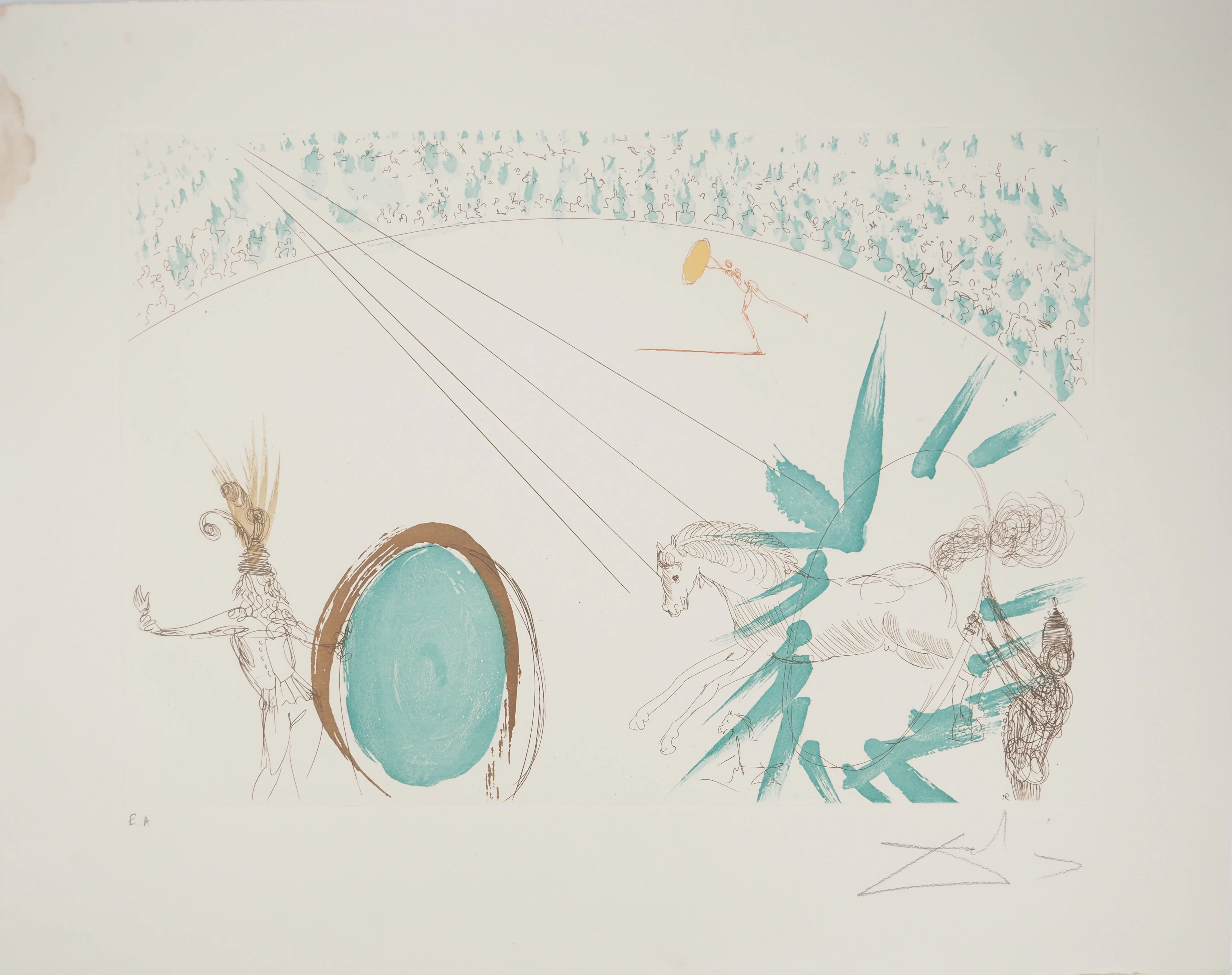 Salvador DALI : Le Manège - Gravure originale signée