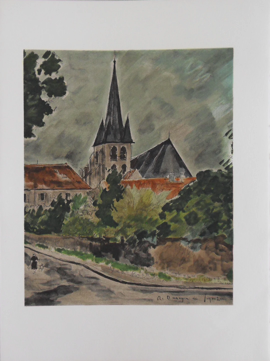André DUNOYER de SEGONZAC - Petit village - Lithographie originale signée