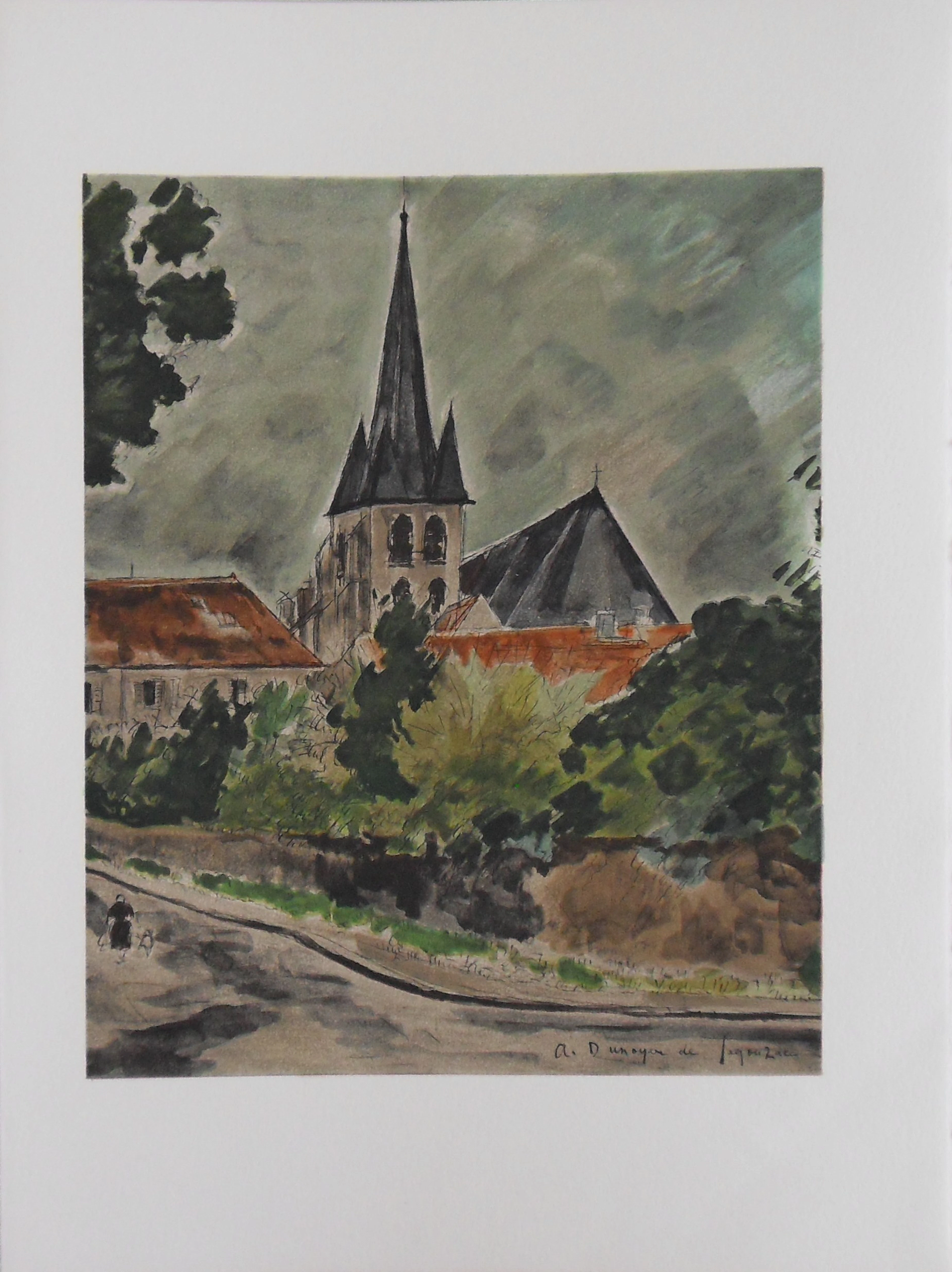 André DUNOYER de SEGONZAC - Petit village - Lithographie originale signée