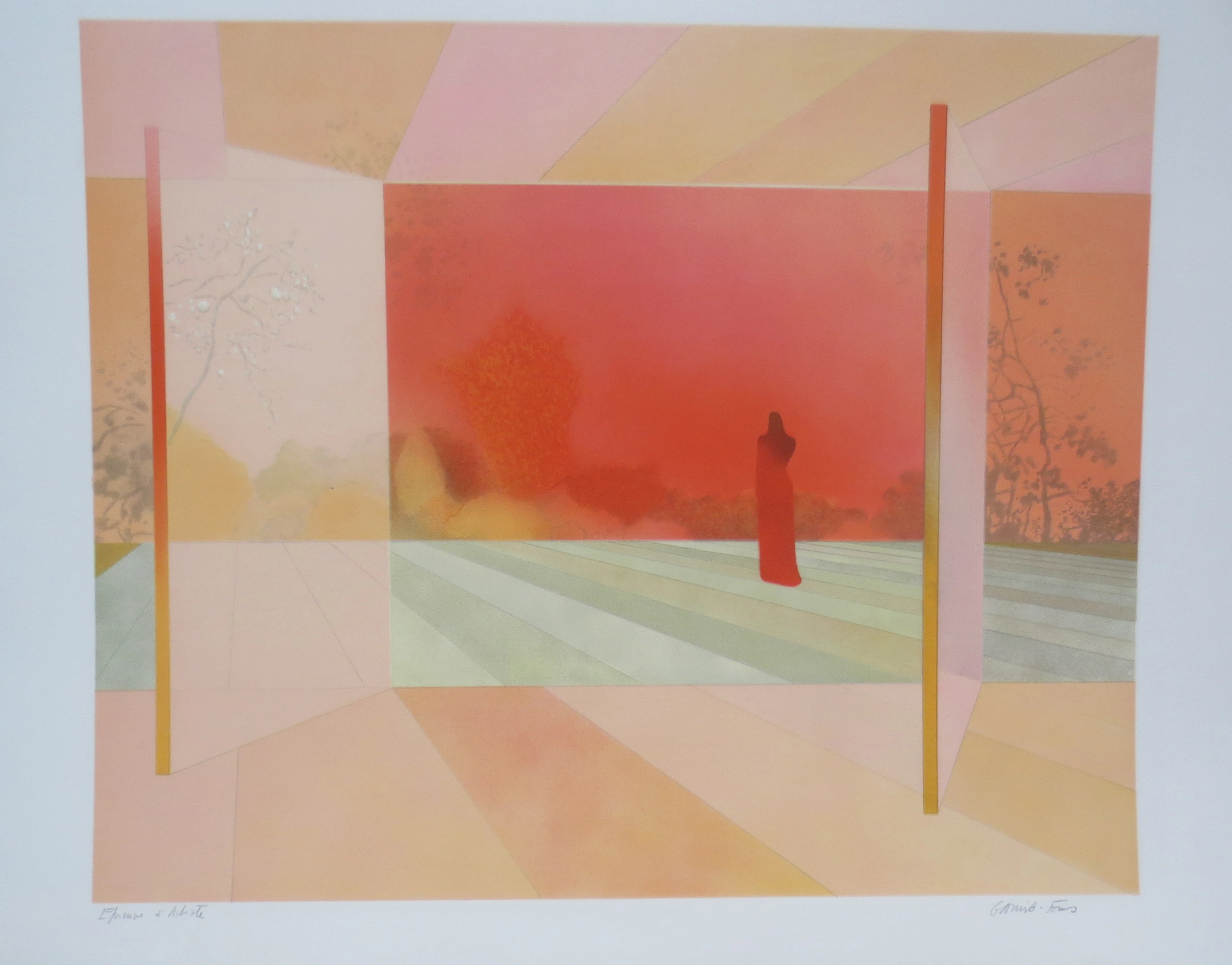 Pierre GARCIA-FONS - Reverie rouge - Lithographie signée au crayon