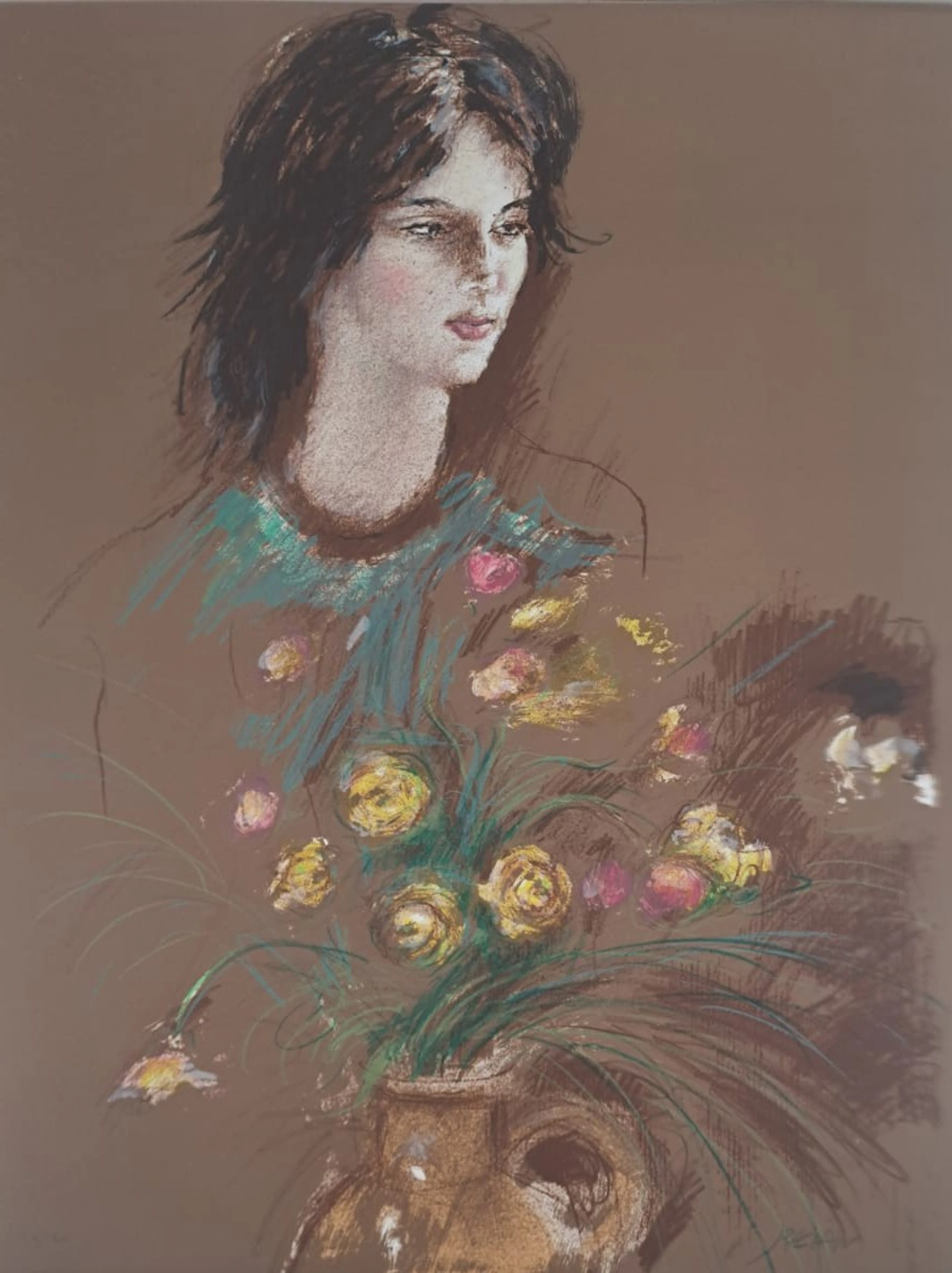 Jacques Pecnard - Jeune fille à la blouse verte, 1991 - Lithographie