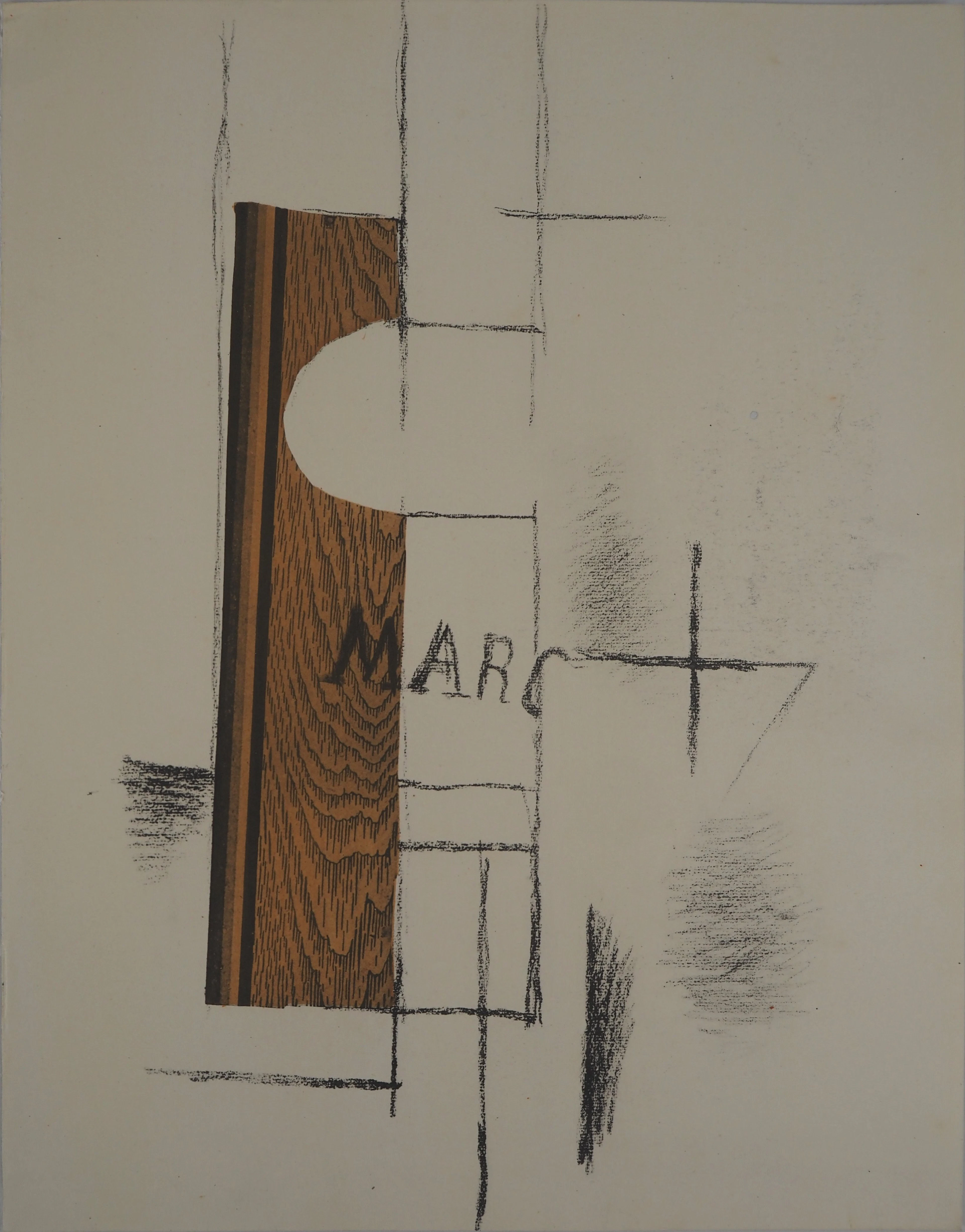 Georges BRAQUE - La bouteille de Marc, 1956 - Pochoir