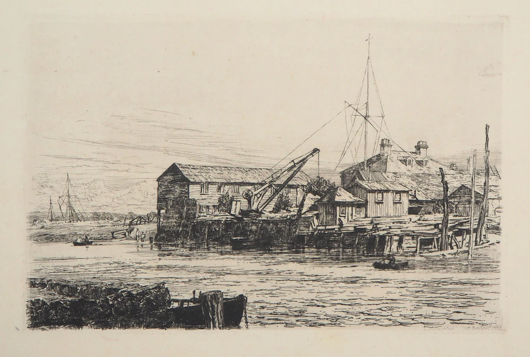 Arthur EVERSHED : Littlehampton, 1880 - Gravure originale signée