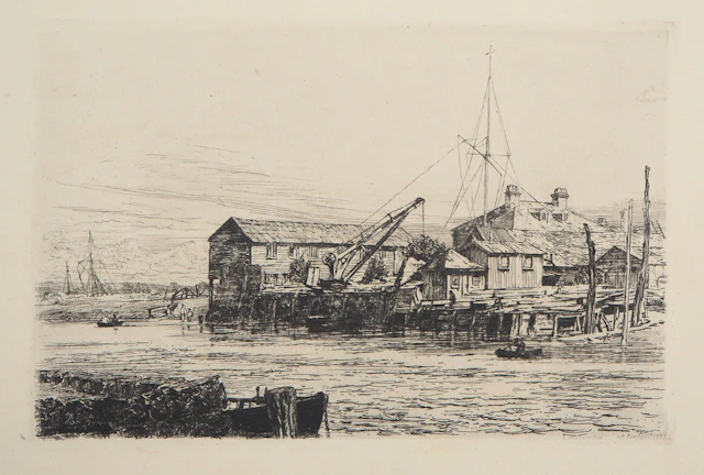 Arthur EVERSHED : Littlehampton, 1880 - Gravure originale signée