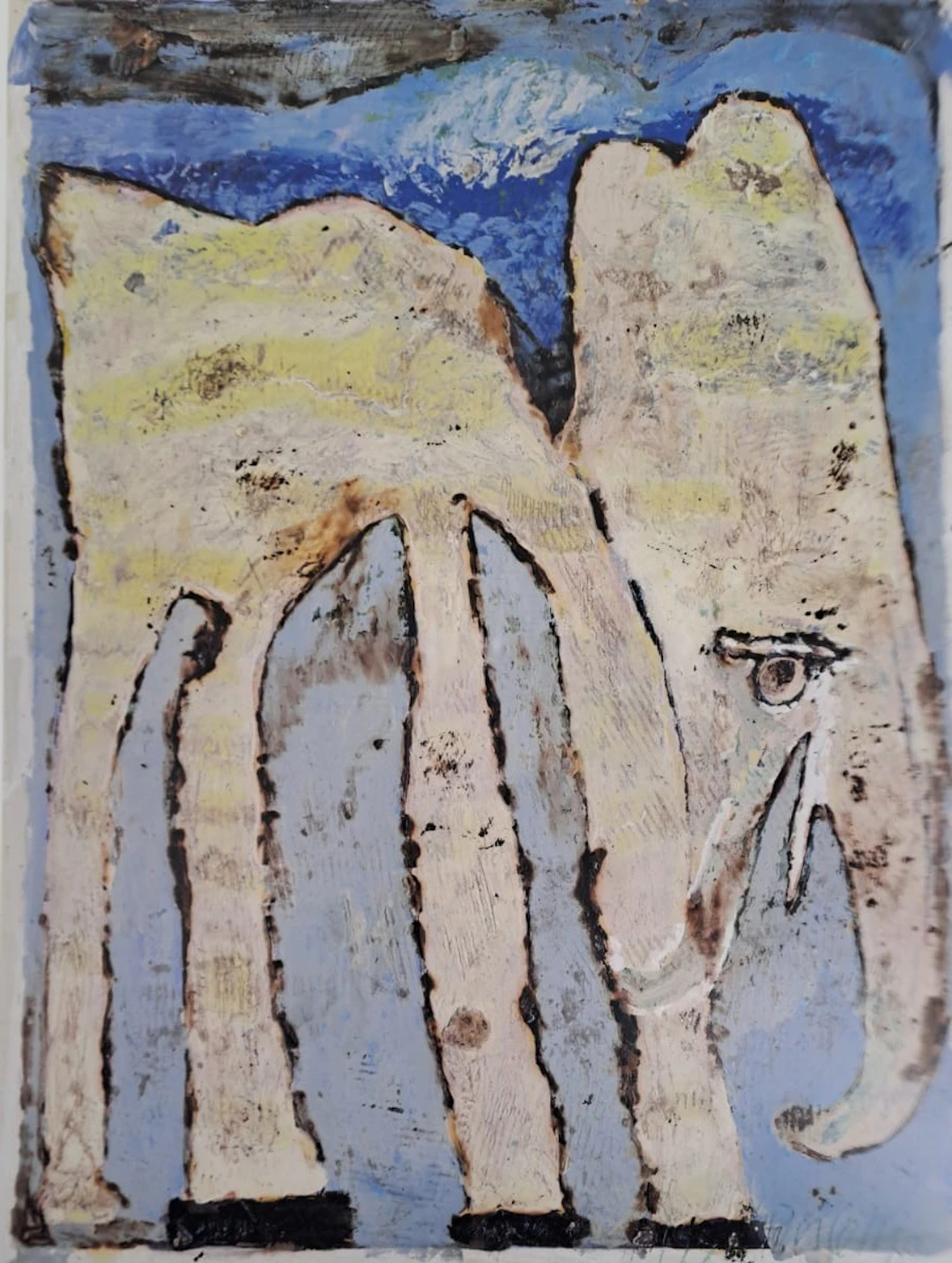 Jean-Pierre Pincemin (d’après) - Éléphant - Impression d’art signée