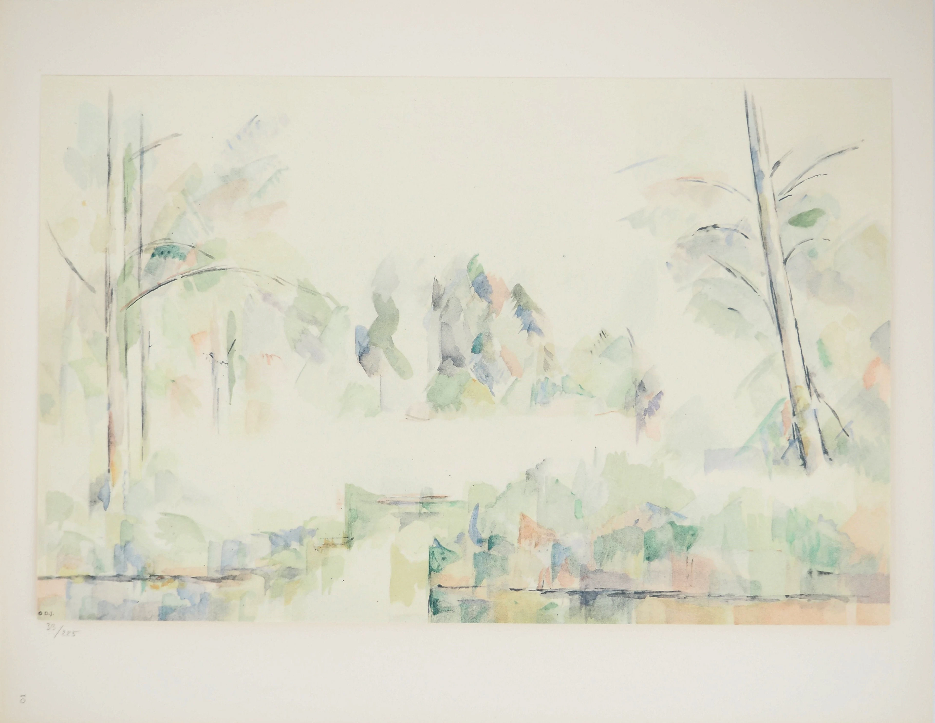 Paul CEZANNE : Alpes, Coin du lac d'Annecy, Lithographie et pochoir