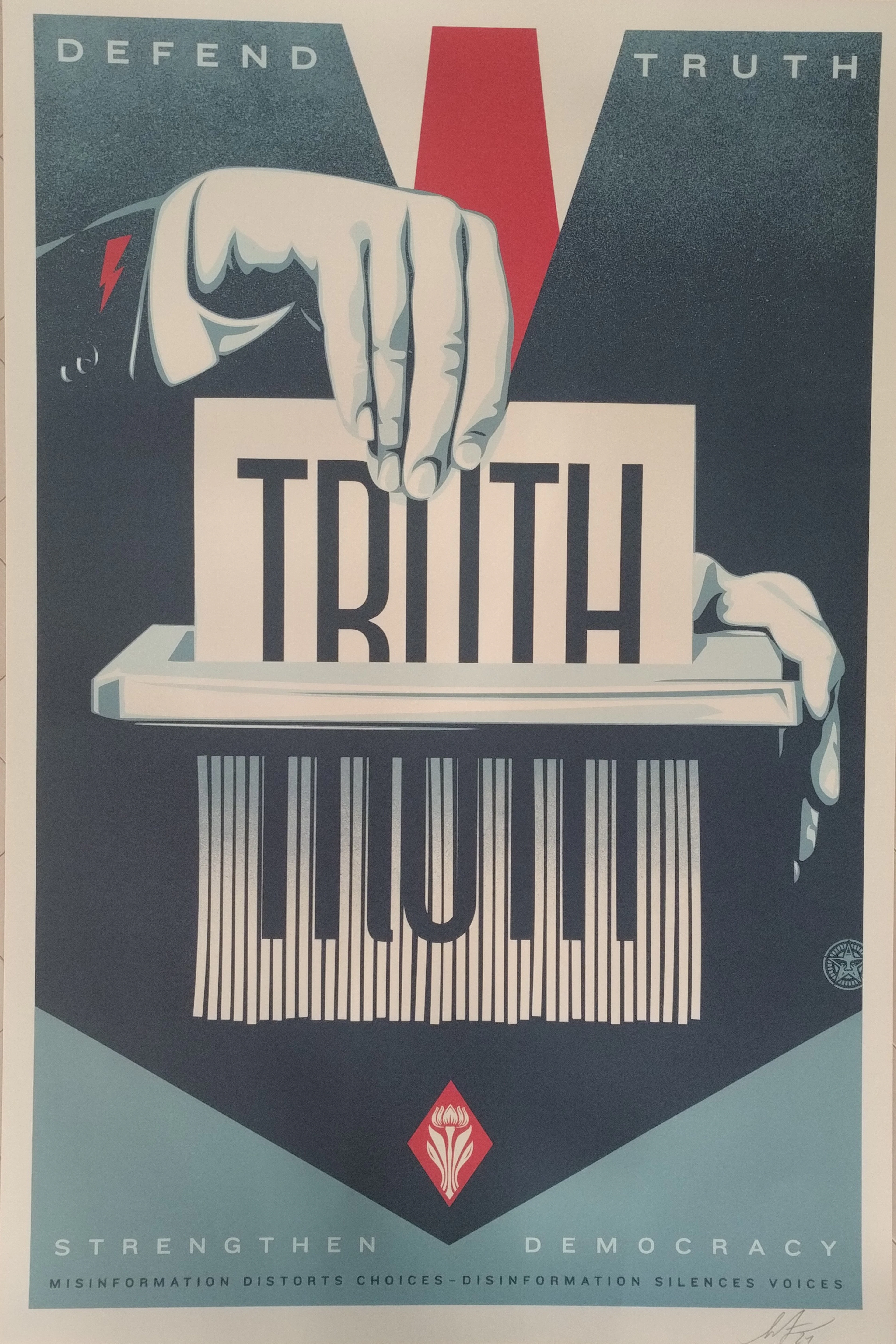 Shepard FAIREY (Obey) - Defend Truth 2024 - Impression offset signée au crayon