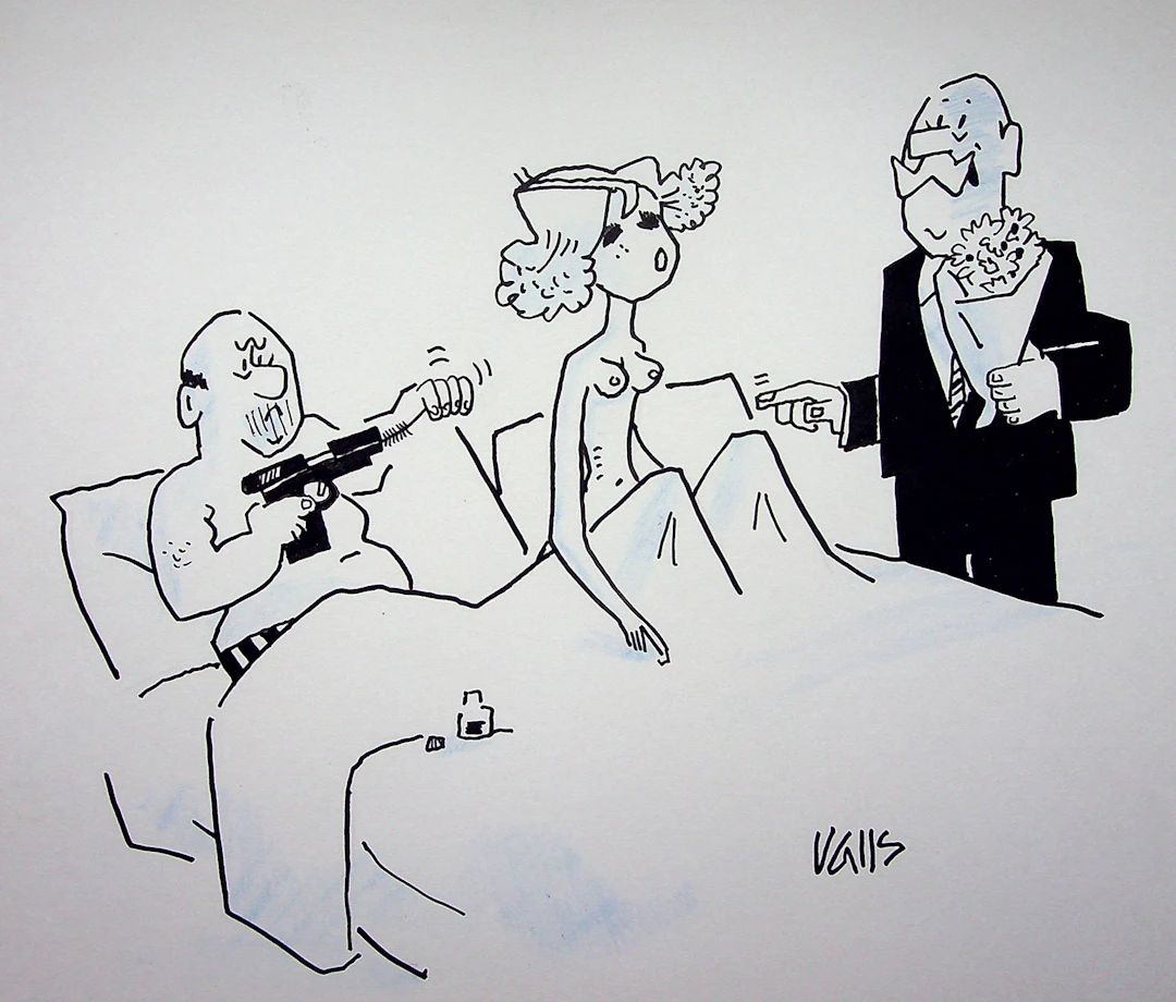 Guy VALLS : Avis de passage - Dessin original signé