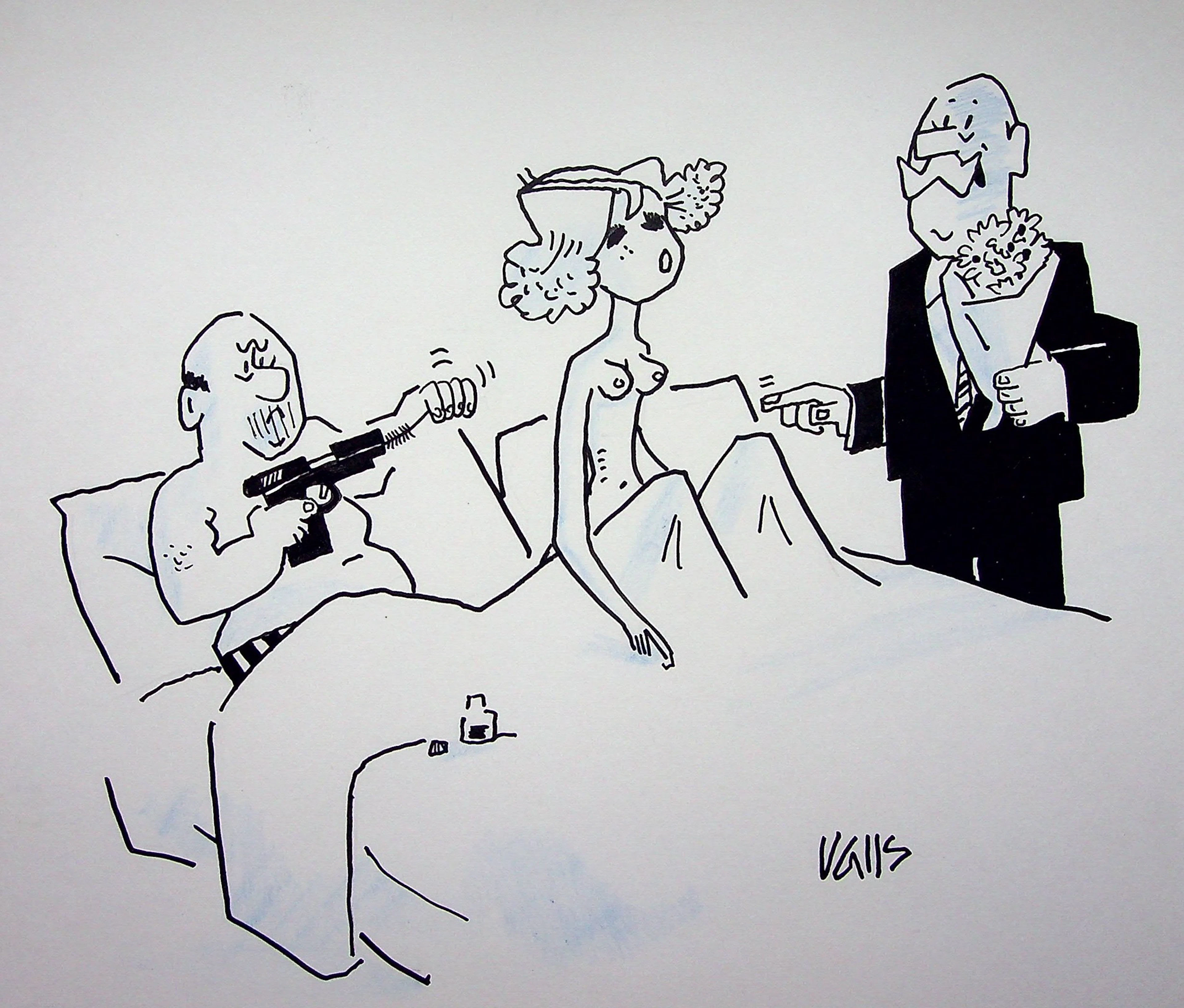Guy VALLS : Avis de passage - Dessin original signé