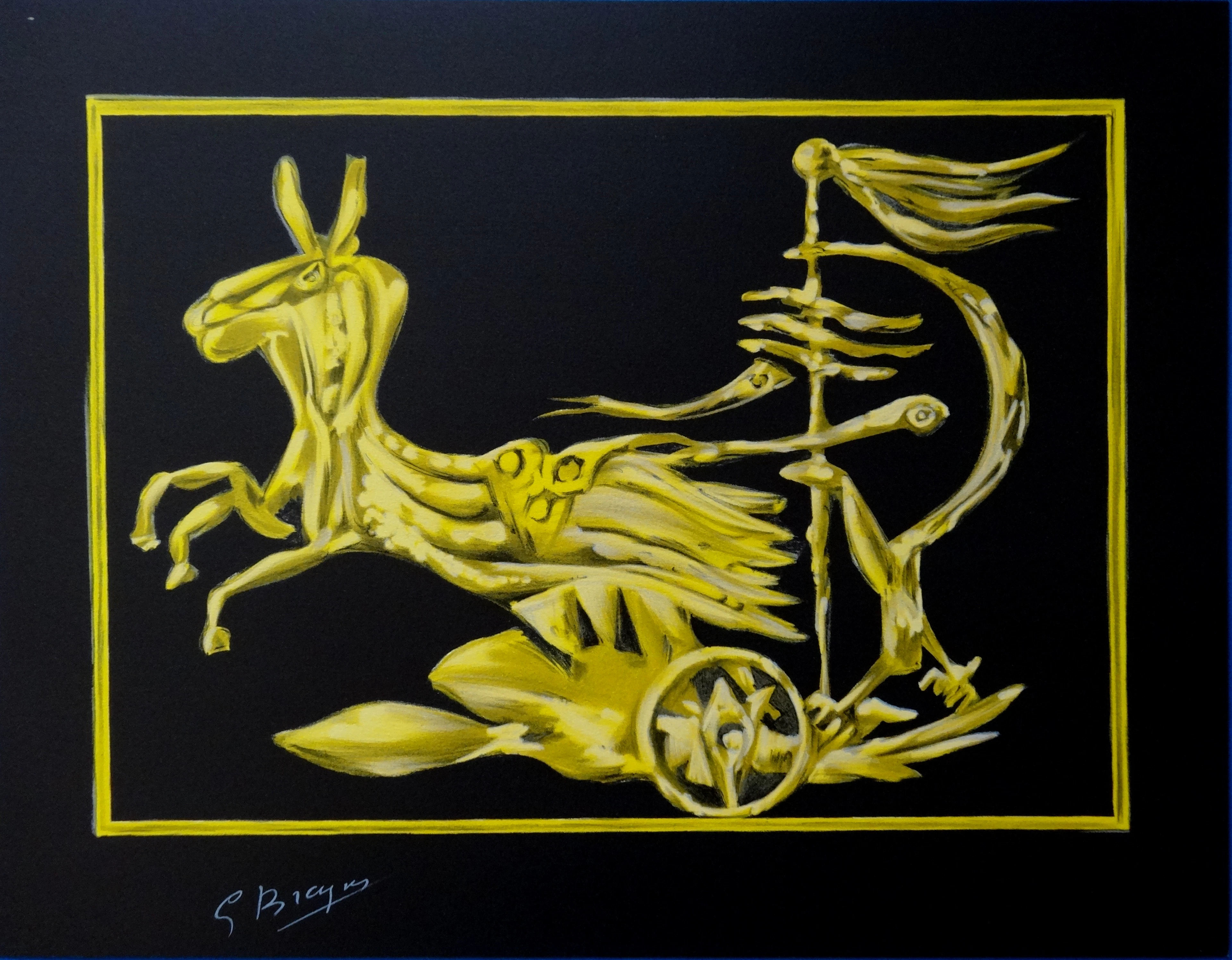 Georges BRAQUE : Le char solaire - Lithographie signée