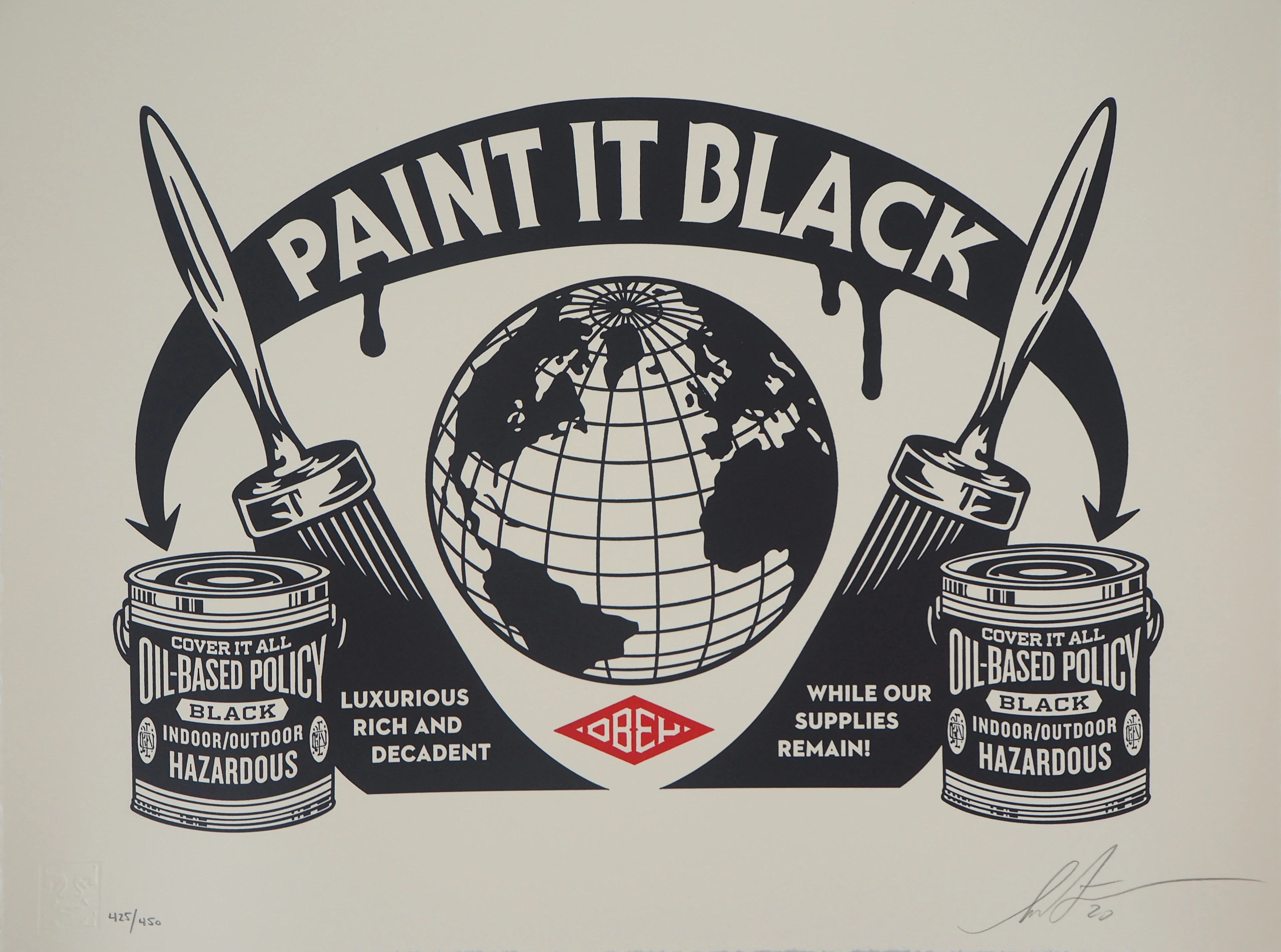 Shepard FAIREY (OBEY) : Paint it Black - Letterpress originale signée