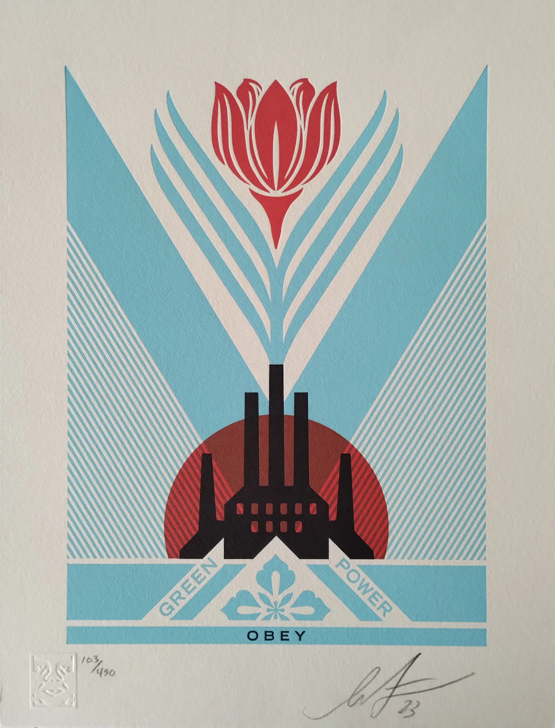 Shepard FAIREY (Obey) - Green Power Factory (Letterpress) - Impression