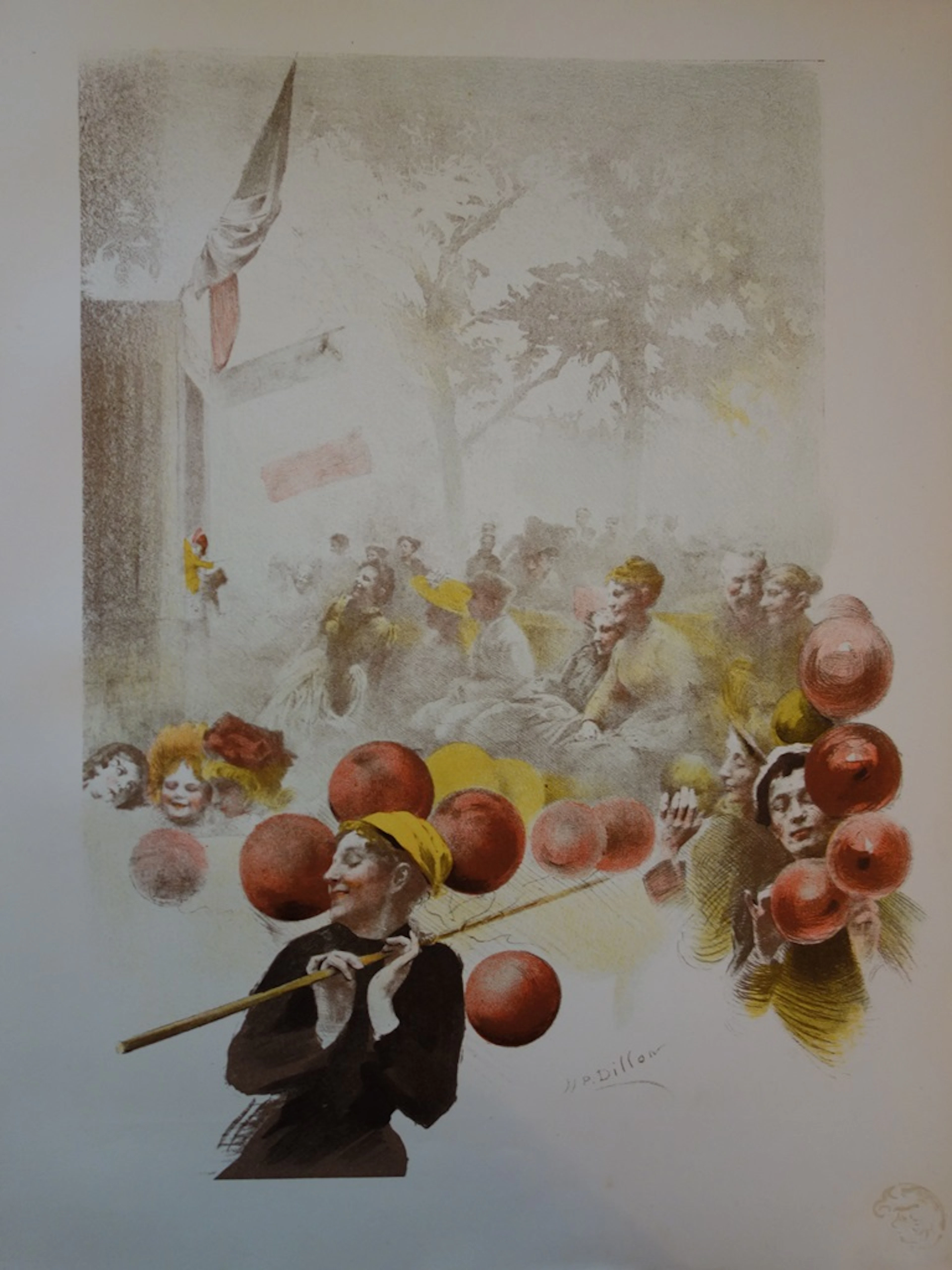 P. Dillon - Polichinelle, Lithographie originale signée (1897)