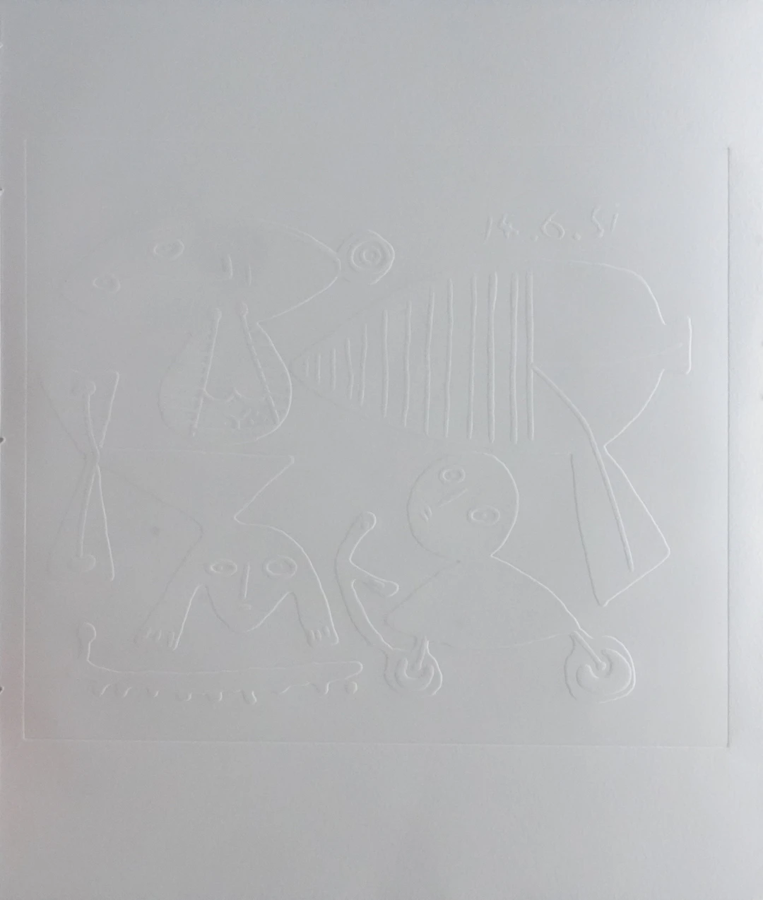 Pablo PICASSO : Mère et enfants jouant, Gravure sur bois
