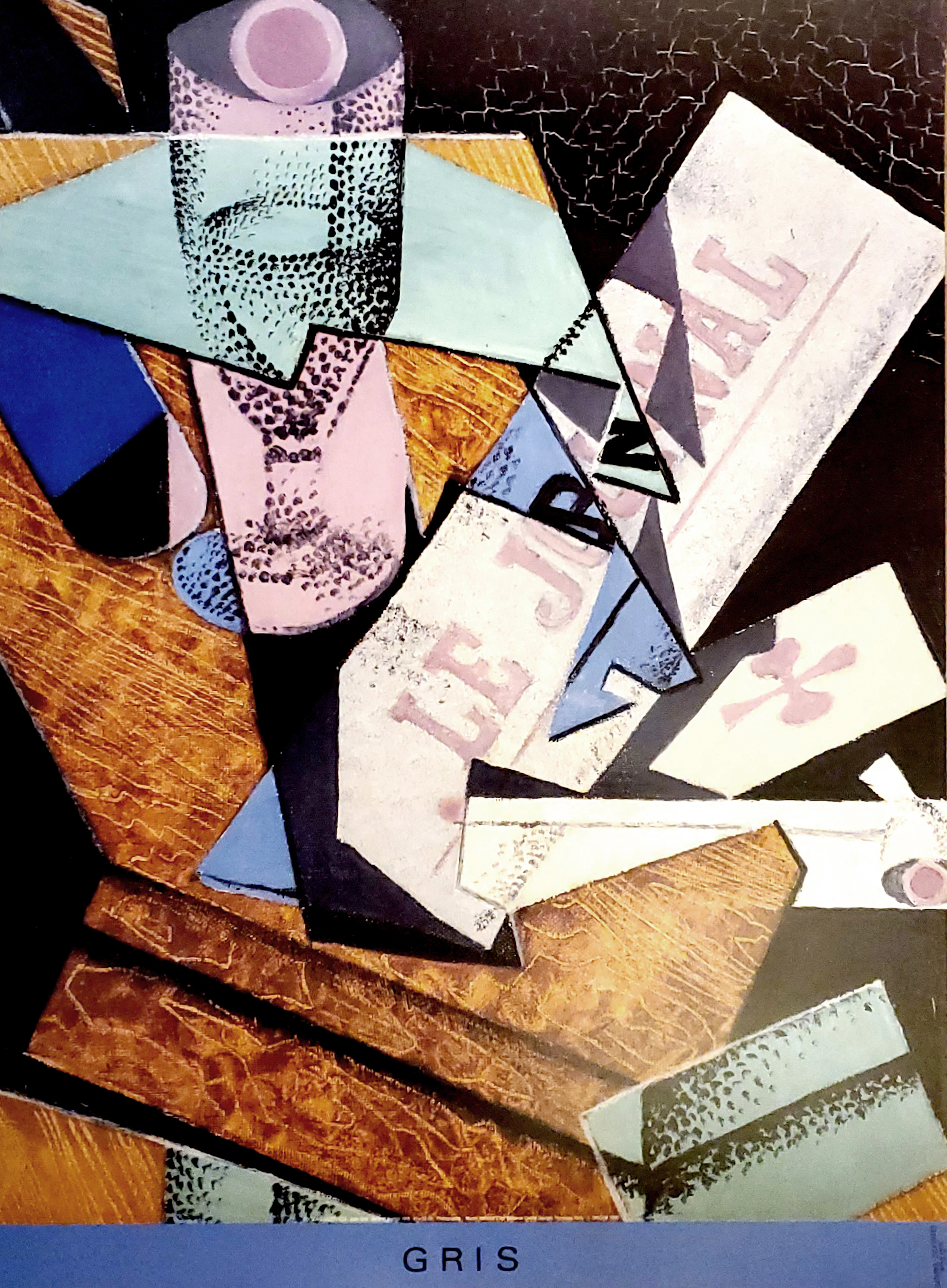 Juan Gris (d’après), Verre et Journal, affiche Centre Pompidou, 1985