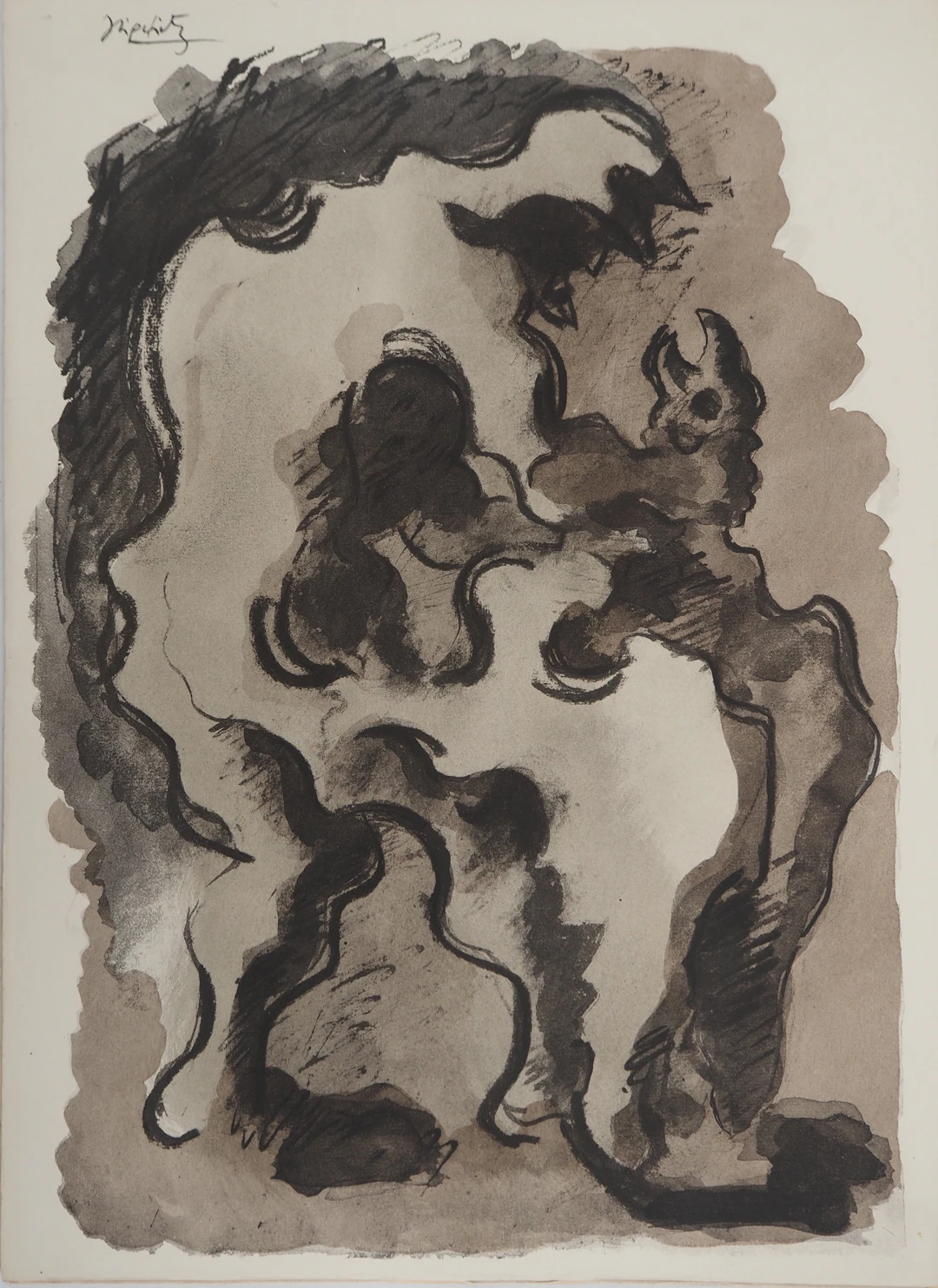 Jacques LIPCHITZ : Le porteur de feu, Lithographie originale, Signée