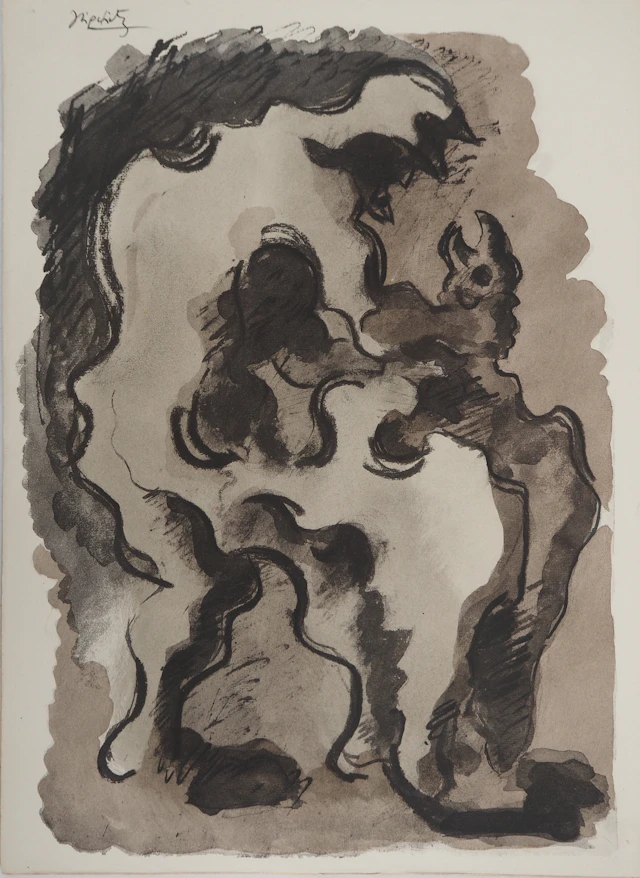 Jacques LIPCHITZ : Le porteur de feu, Lithographie originale, Signée