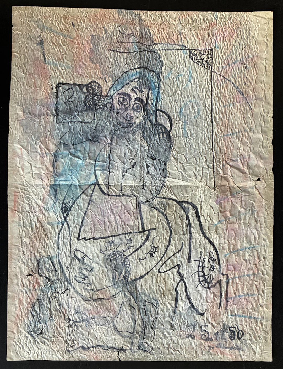Gaston CHAISSAC - Dessin aquarelle original
