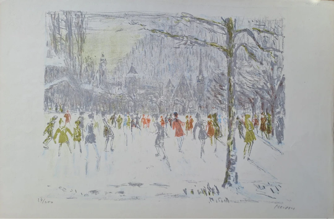 Meisser - La patinoire - Lithographie, signée et numérotée