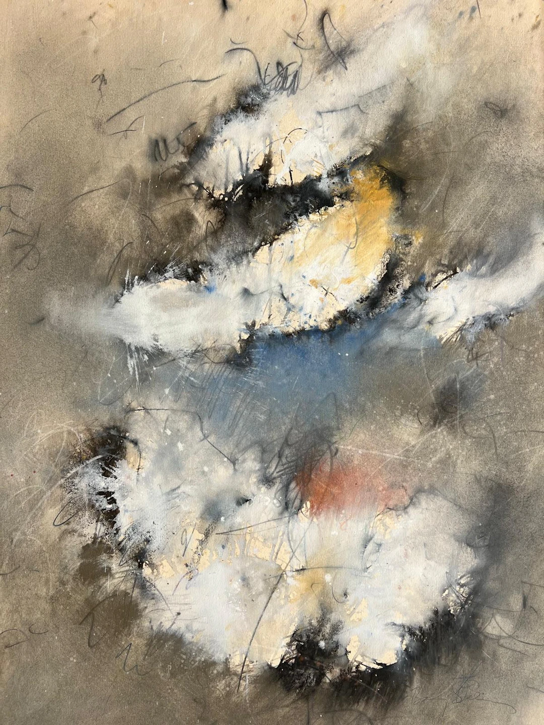Baruj Salinas - Cloud Incursion, techniques mixtes sur papier - 1983