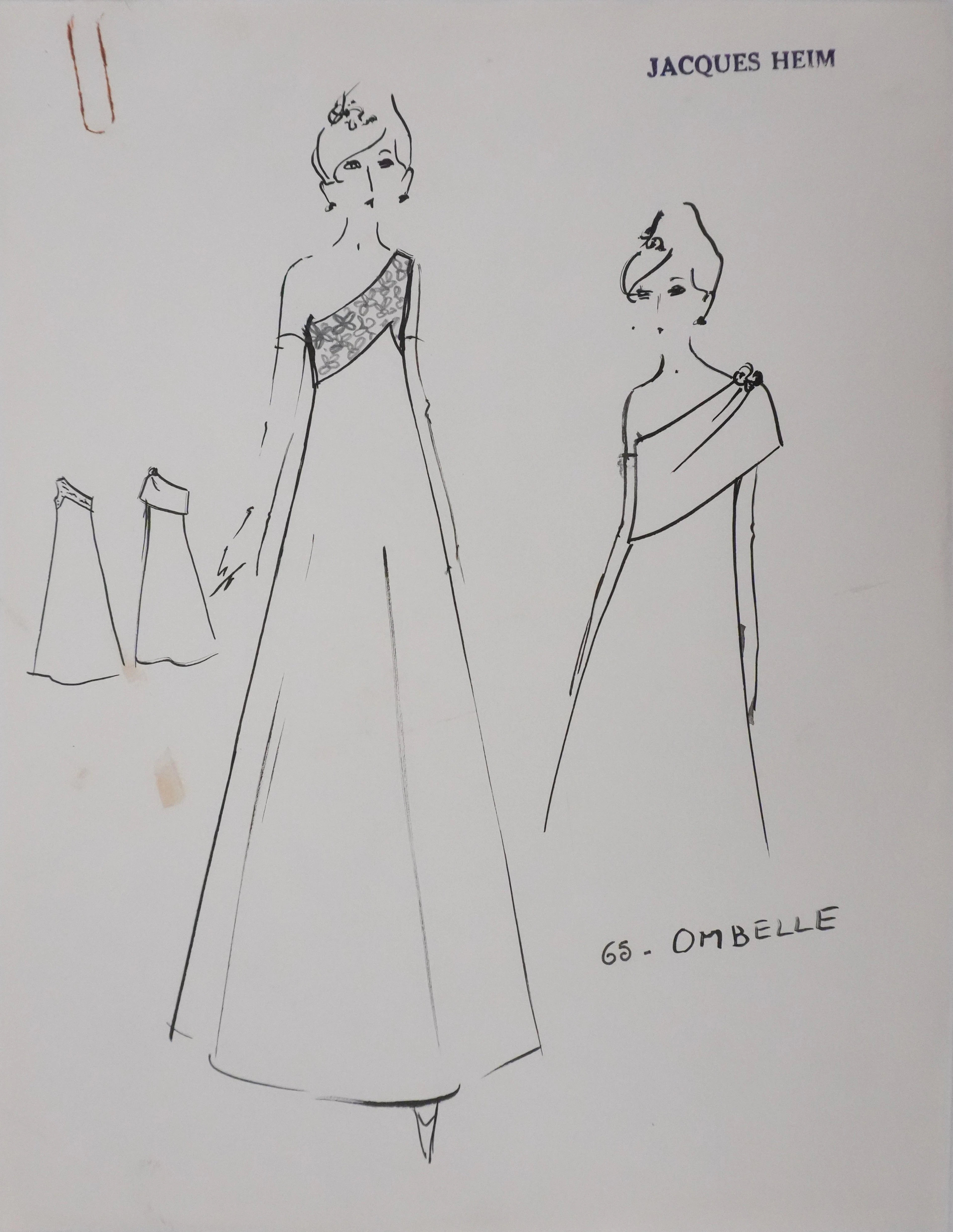 Jacques HEIM : Robe Ombelle, Dessin original signé