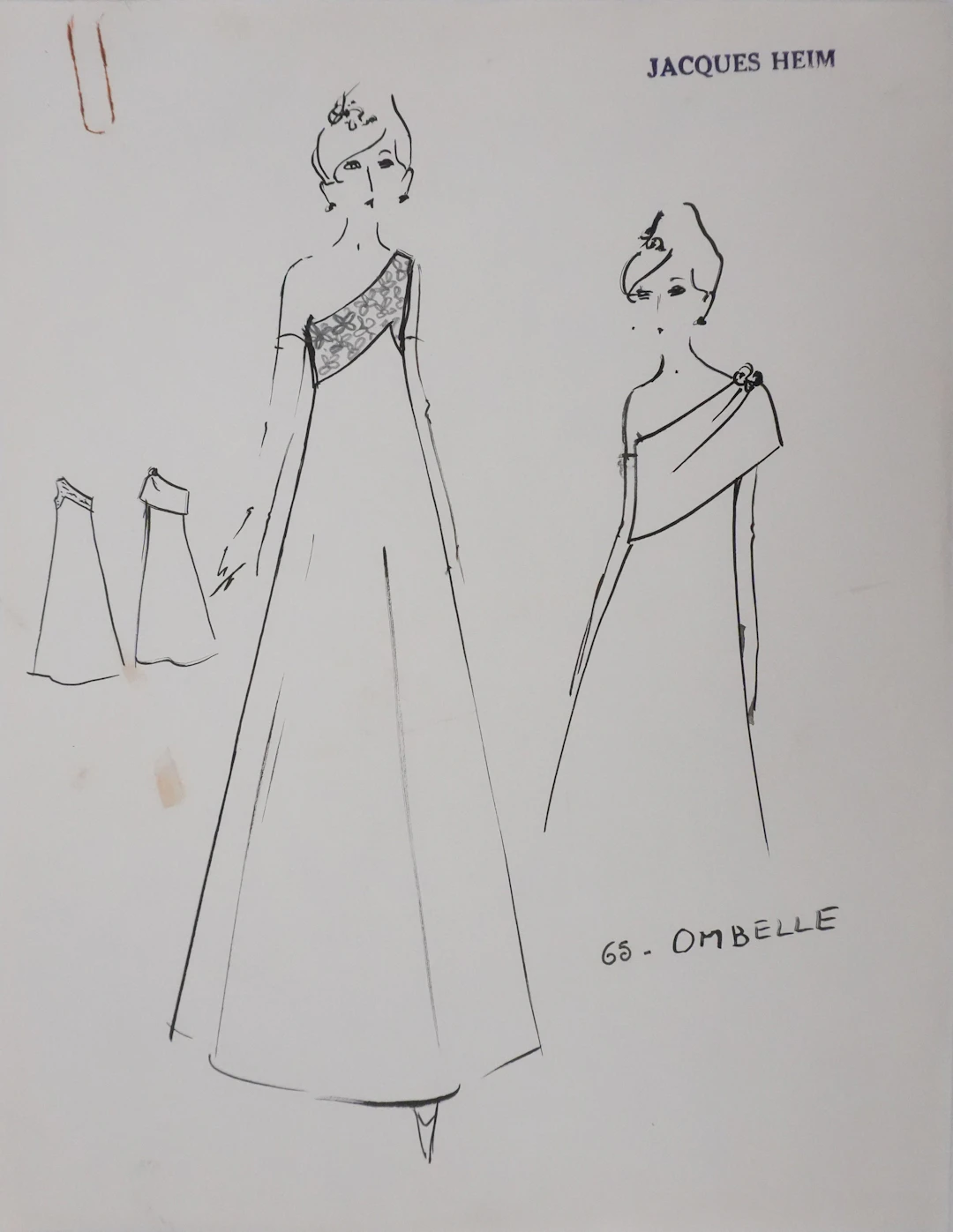 Jacques HEIM : Robe Ombelle, Dessin original signé