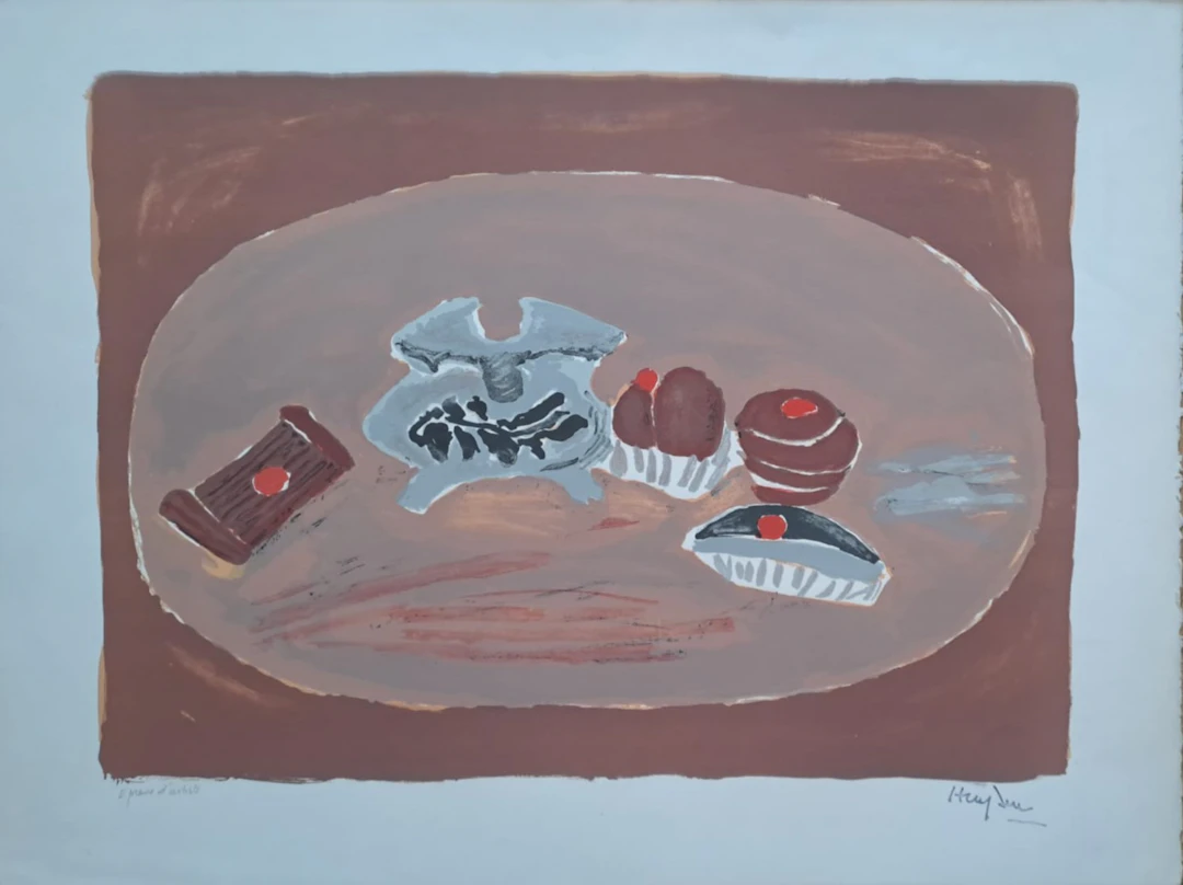 Henri Hayden - Gâteaux et petite potiche - Lithographie originale