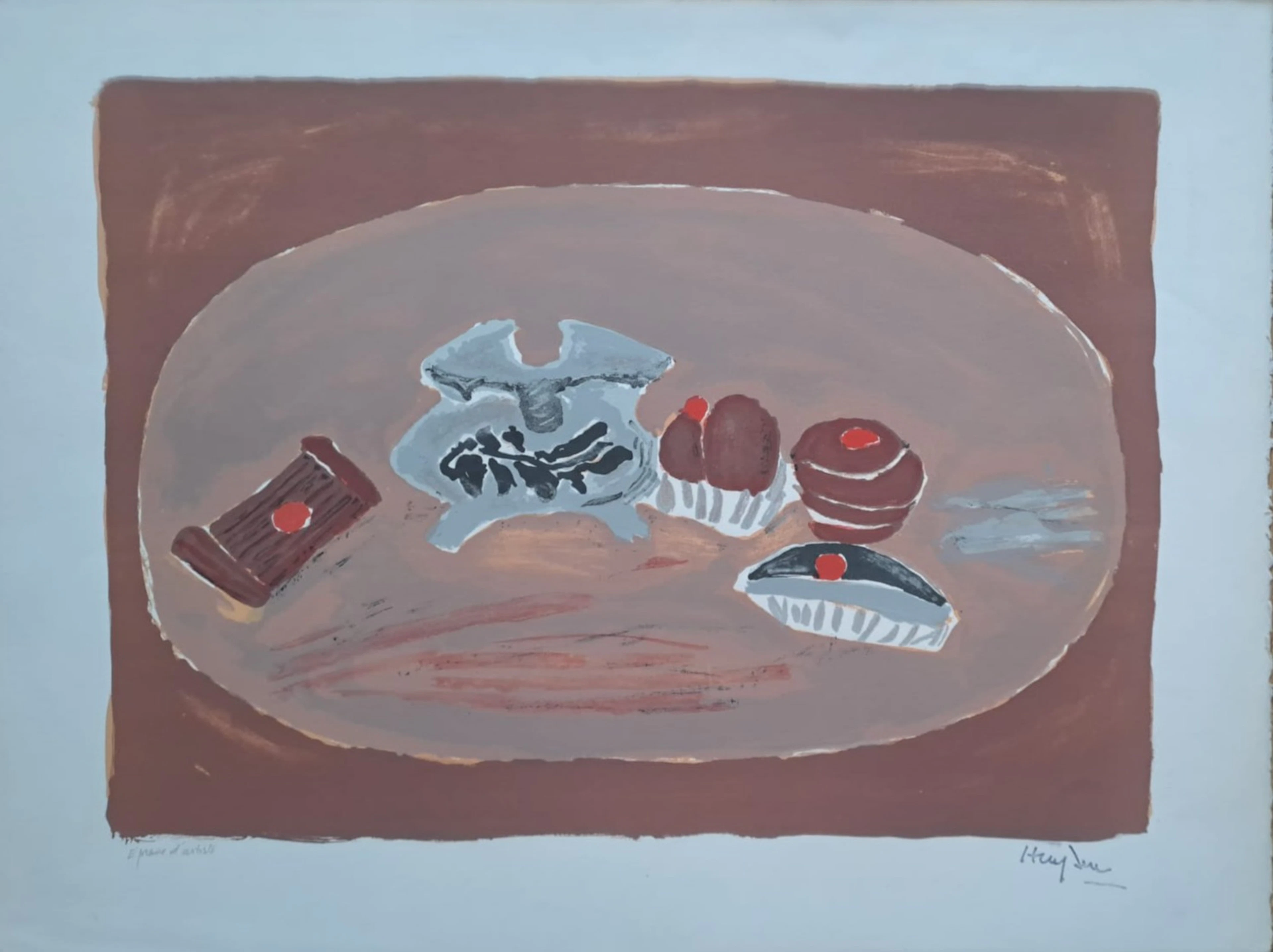 Henri Hayden - Gâteaux et petite potiche - Lithographie originale