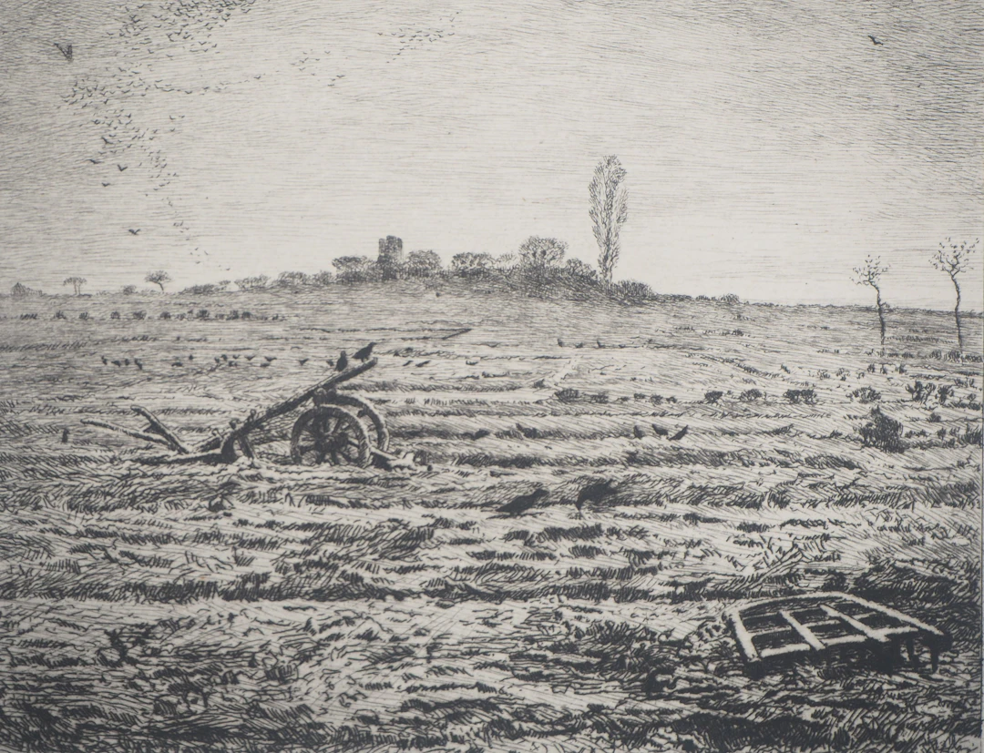 Jean-François MILLET (d’après) - Gelée blanche,1873 - Gravure, signée