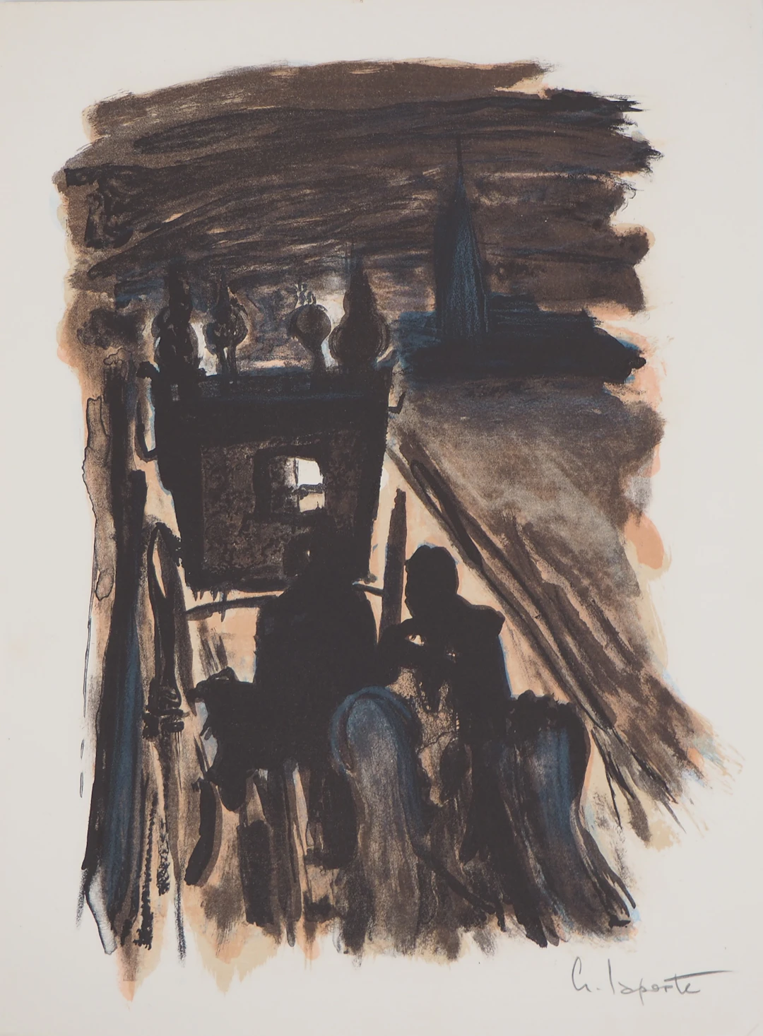 Georges LAPORTE - Gardes sur la forteresse, 1971 - Lithographie originale