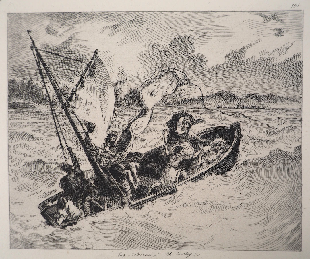 Eugène DELACROIX (d’après) - Jésus sur le Lac de Génésareth - Gravure