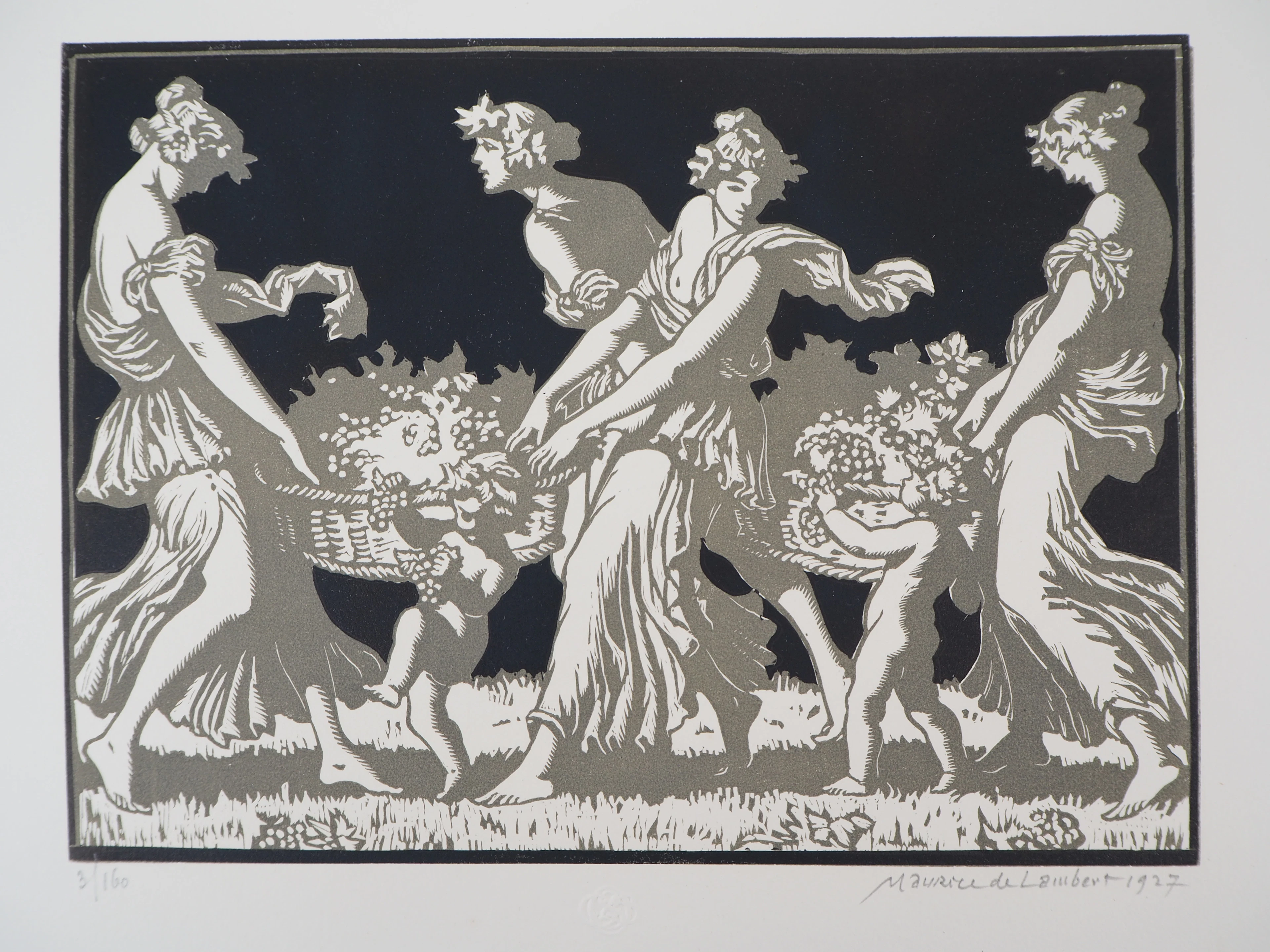 Maurice De LAMBERT : Hommage à Bacchus, les vendanges, 1927 - Bois