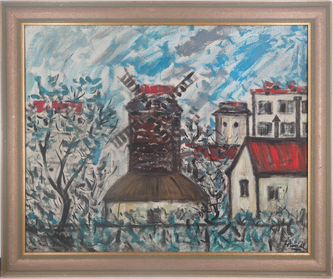 Edgar Stoebel - Montmartre - Le Moulin de la Galette - Huile sur toile Signée
