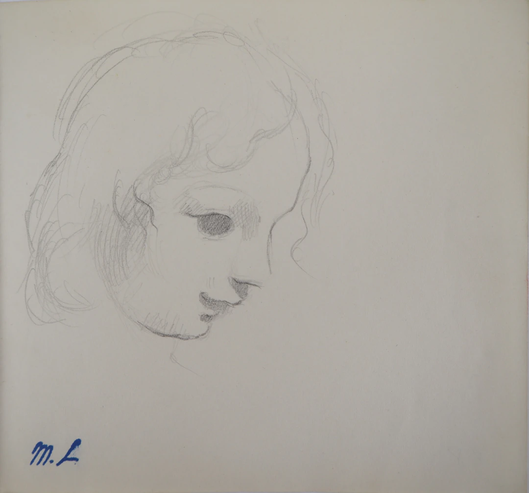 Marie LAURENCIN : Tête d’enfant, Dessin original signé
