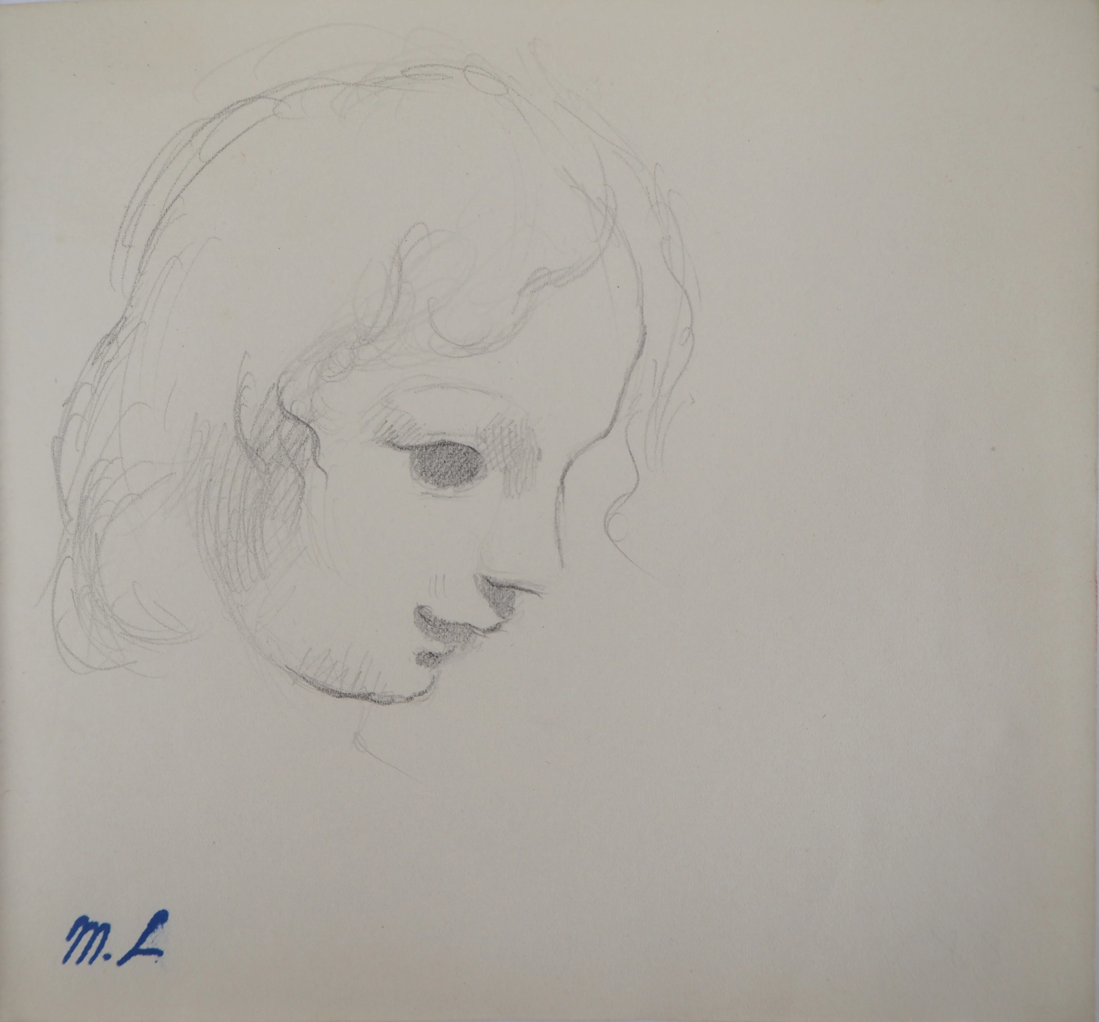 Marie LAURENCIN : Tête d’enfant, Dessin original signé