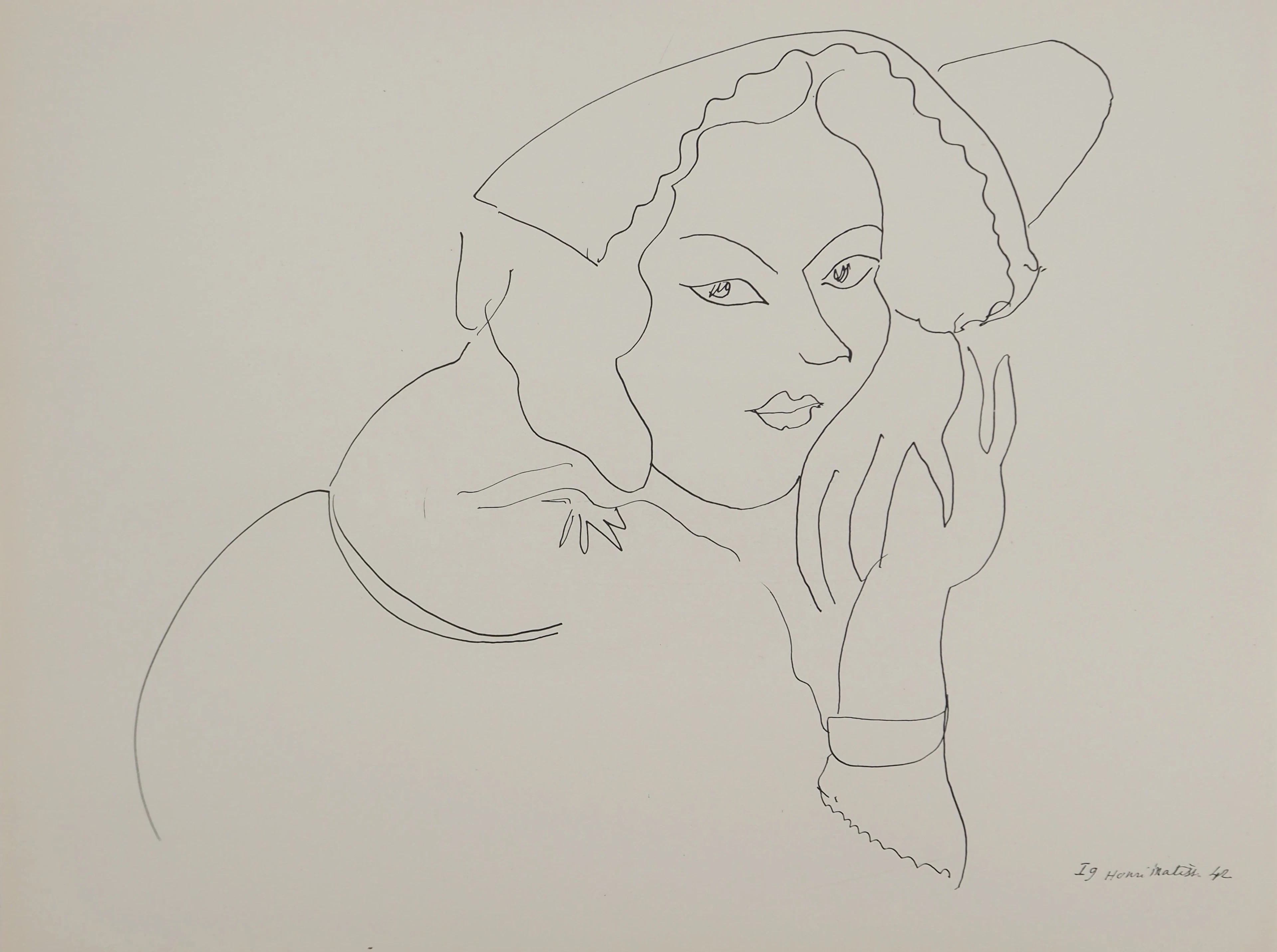 Henri MATISSE : Paysanne à la coiffe, Lithographie signée